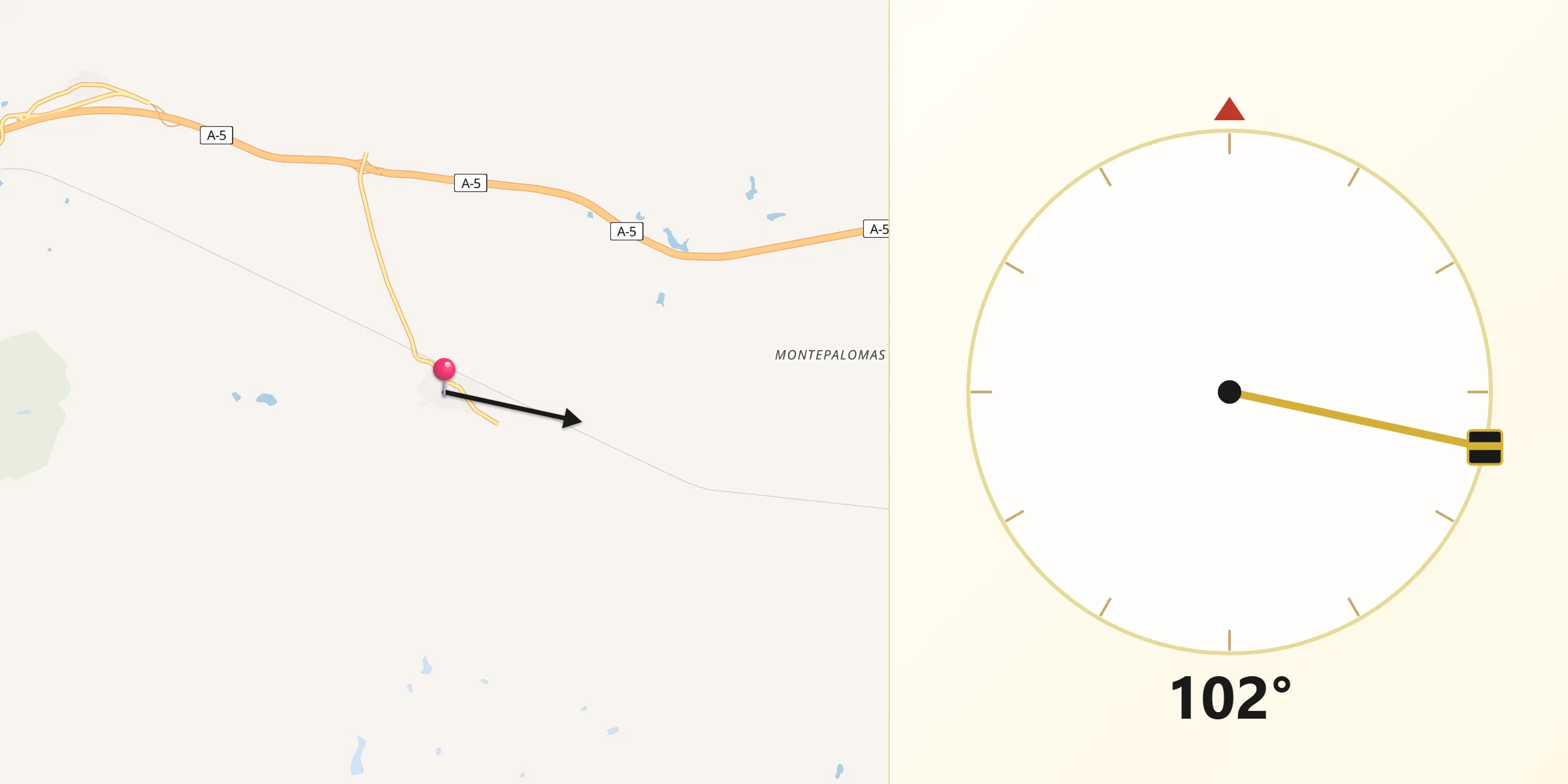Dirección de la Qibla desde Alcañizo