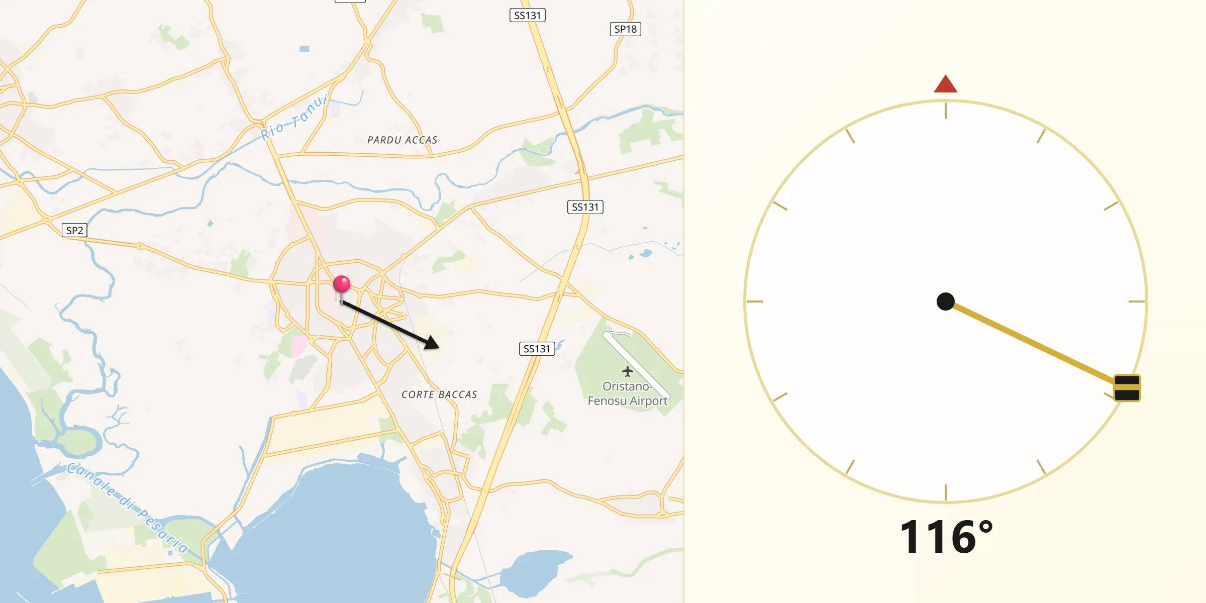 Direzione della Qibla da Oristano