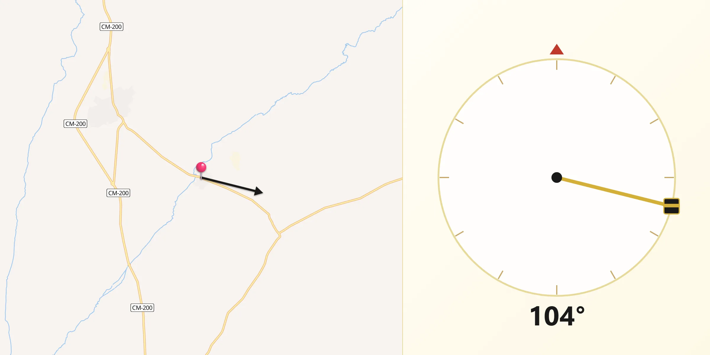 Dirección de la Qibla desde El Acebrón