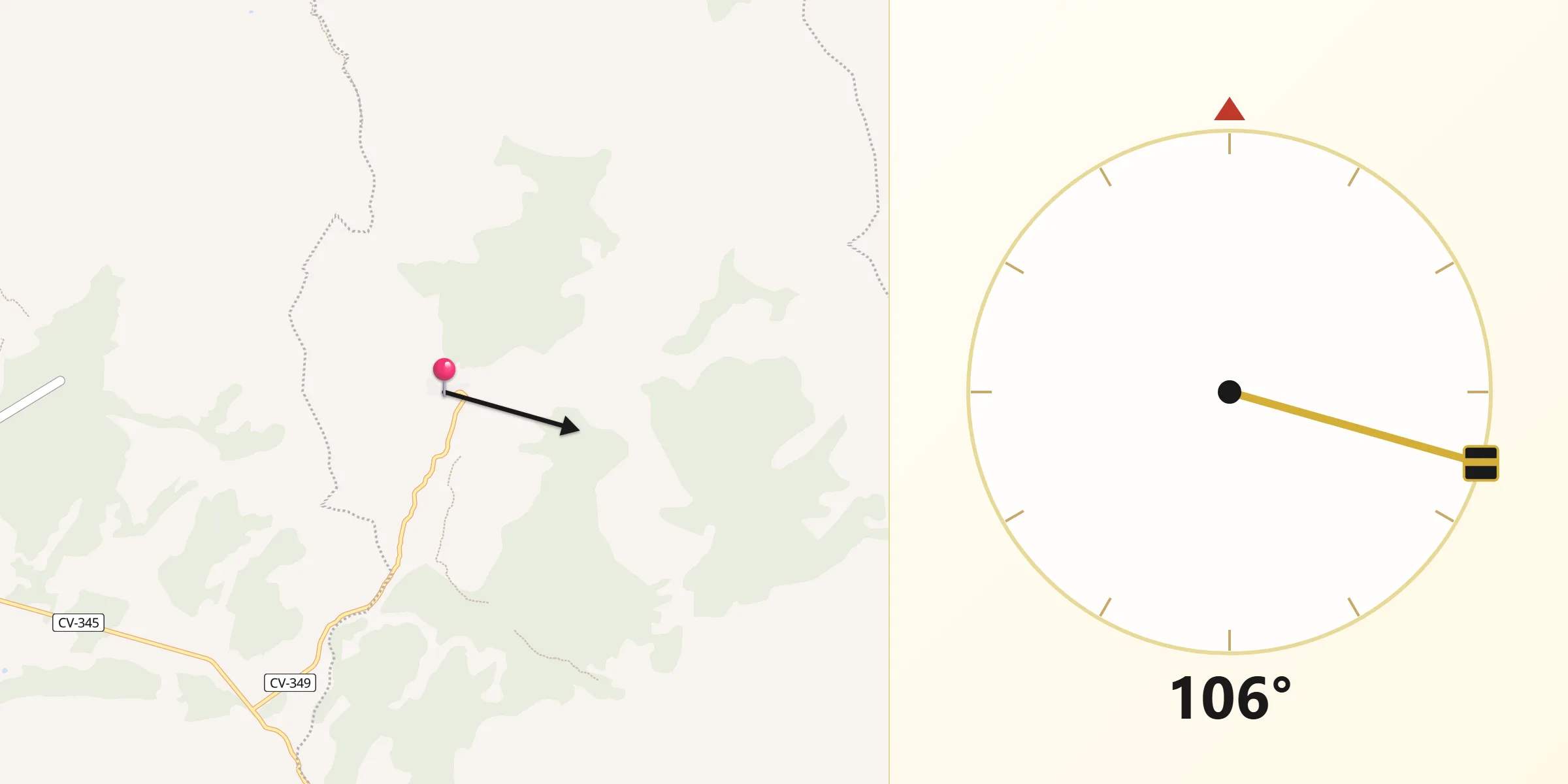 Dirección de la Qibla desde Abejuela