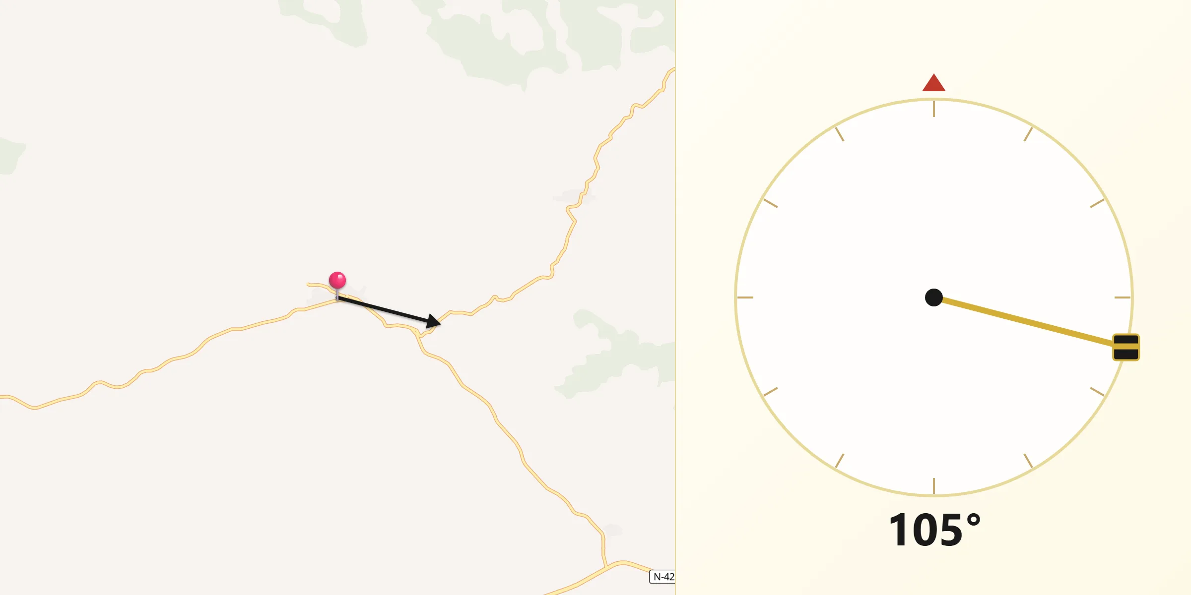 Dirección de la Qibla desde Altarejos