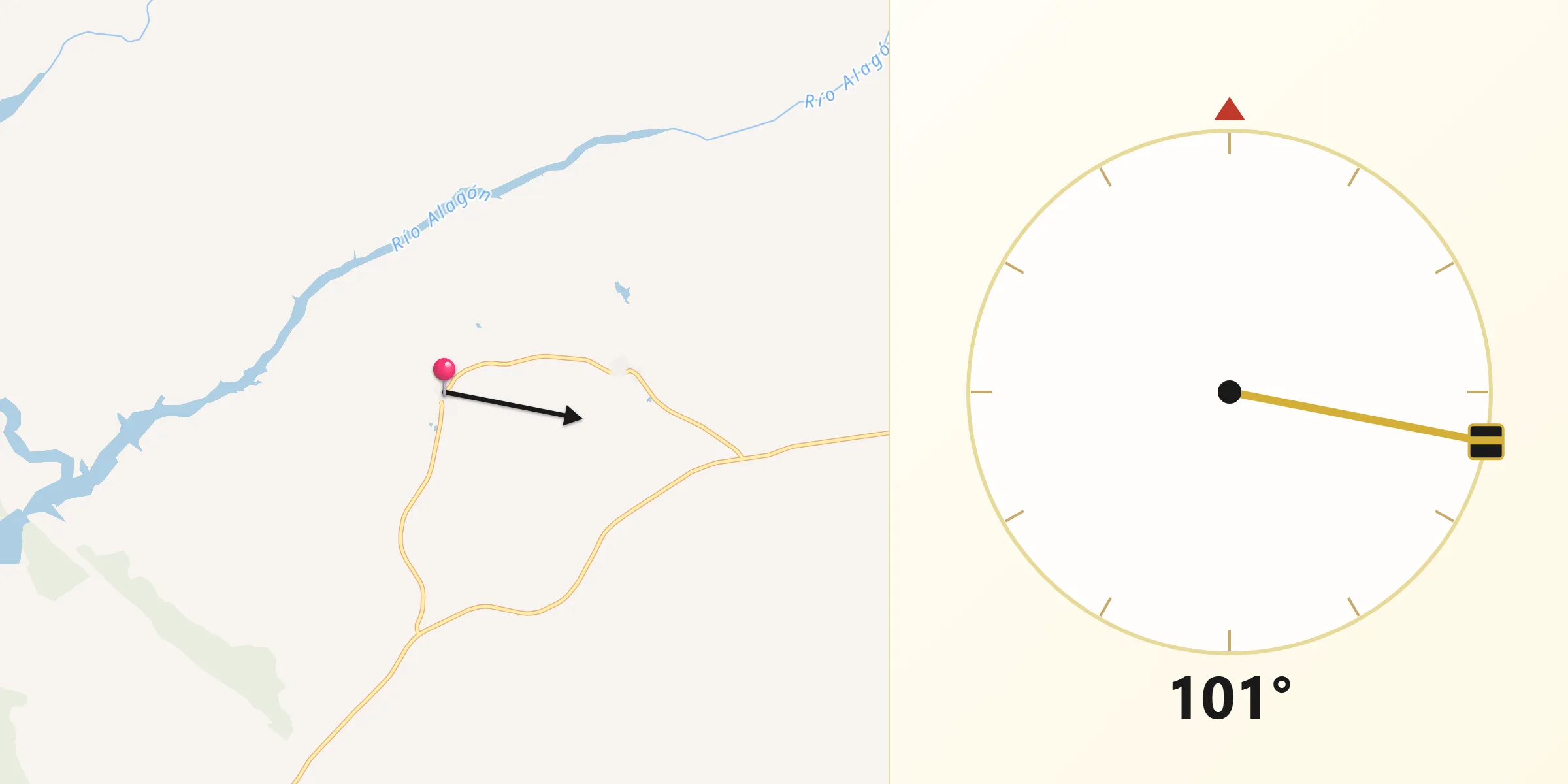 Dirección de la Qibla desde Cachorrilla