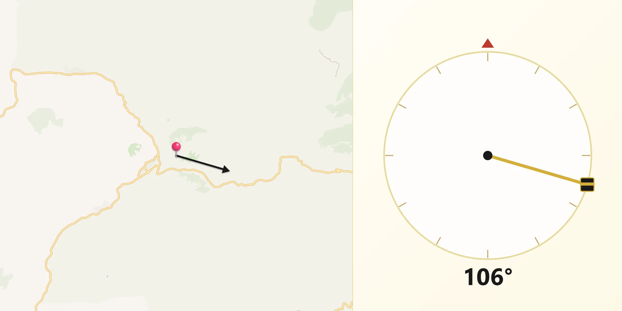Dirección de la Qibla desde Algimia de Almonacid