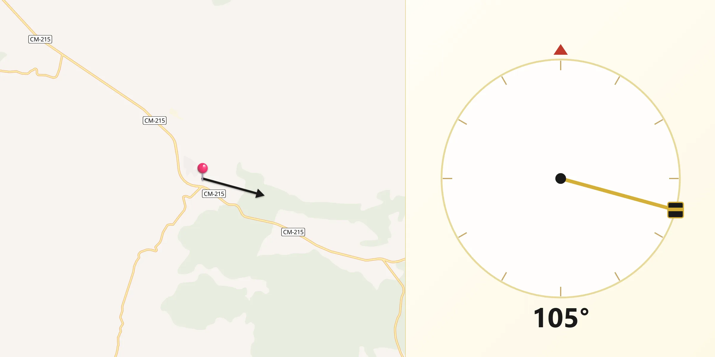 Dirección de la Qibla desde Fuentelespino de Moya