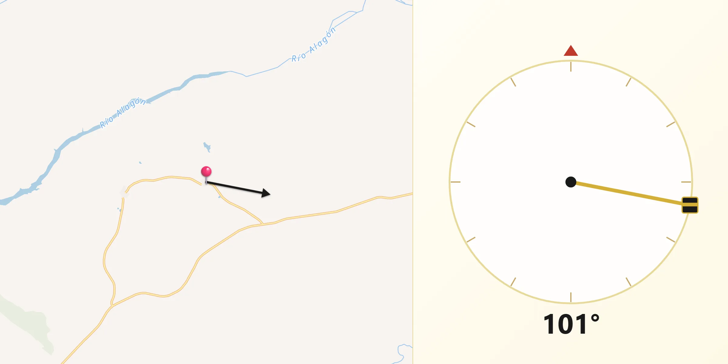 Dirección de la Qibla desde Pescueza