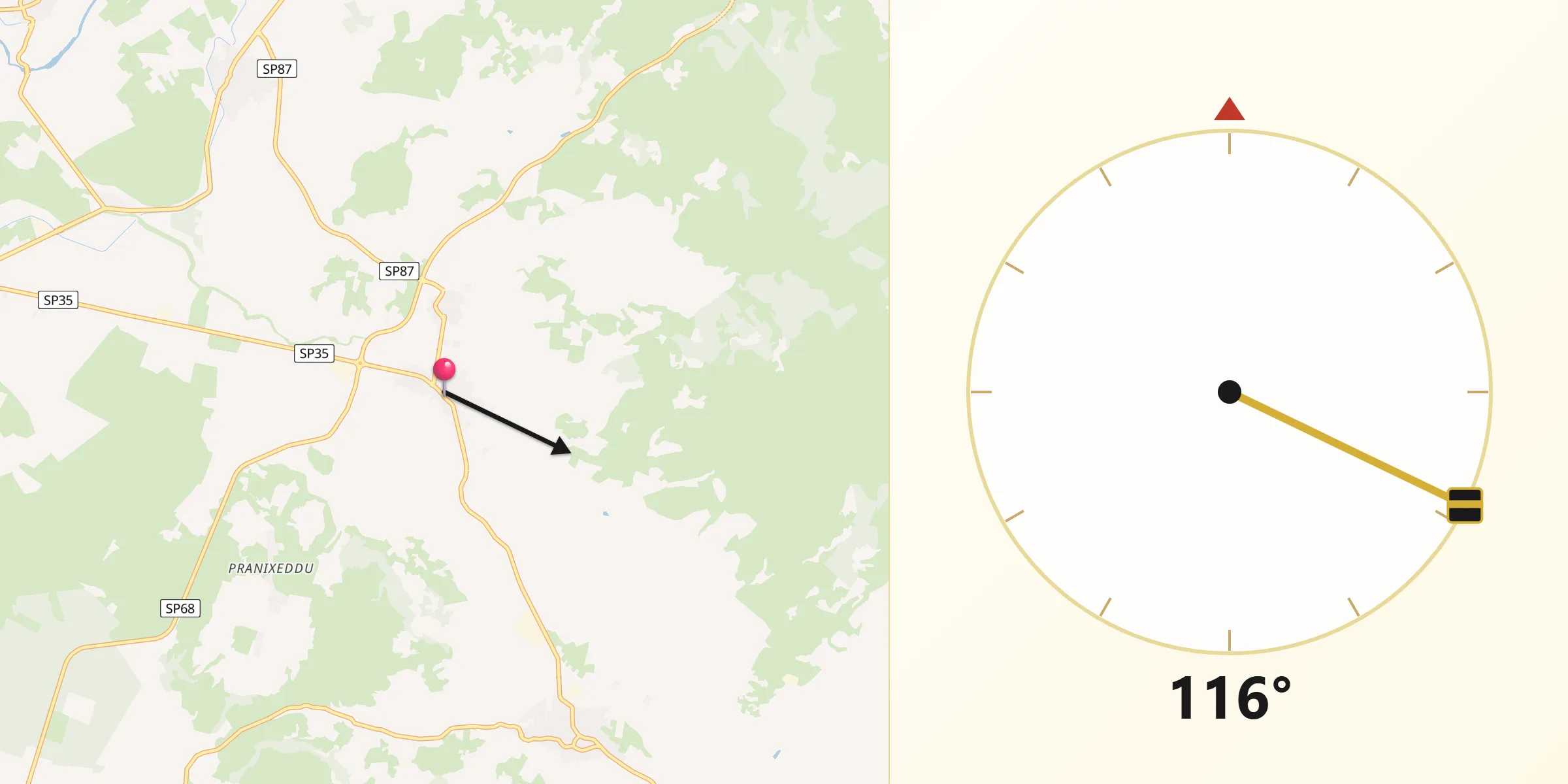 Direzione della Qibla da Siamanna