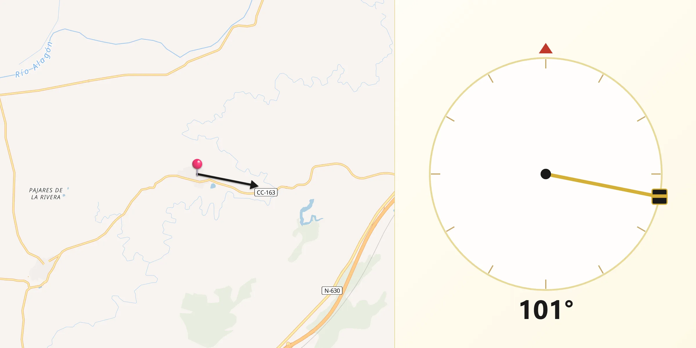 Dirección de la Qibla desde Ríolobos