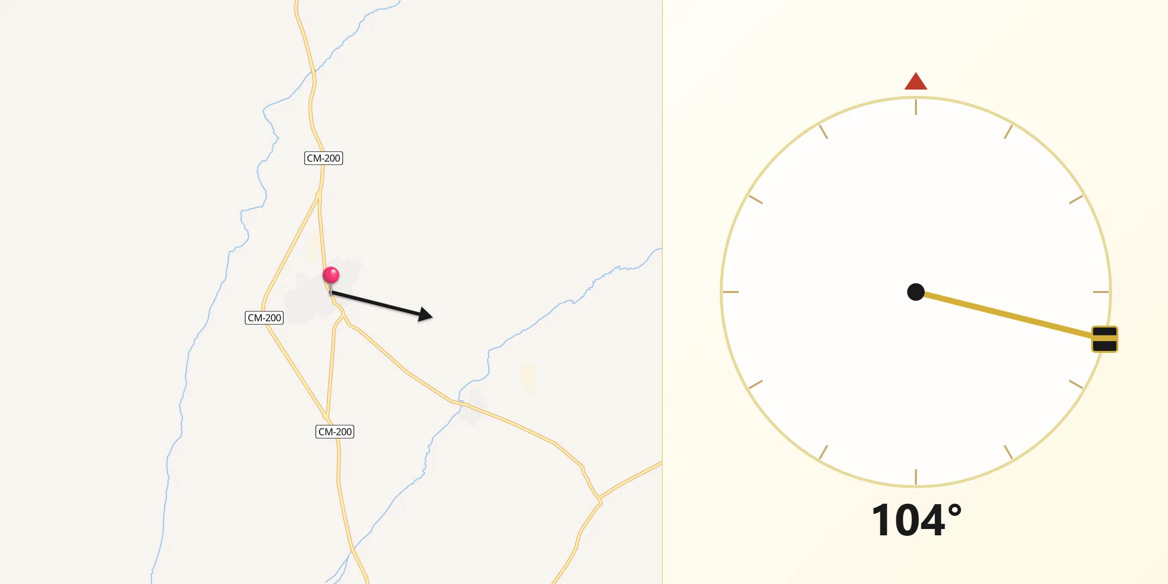 Dirección de la Qibla desde Fuente de Pedro Naharro