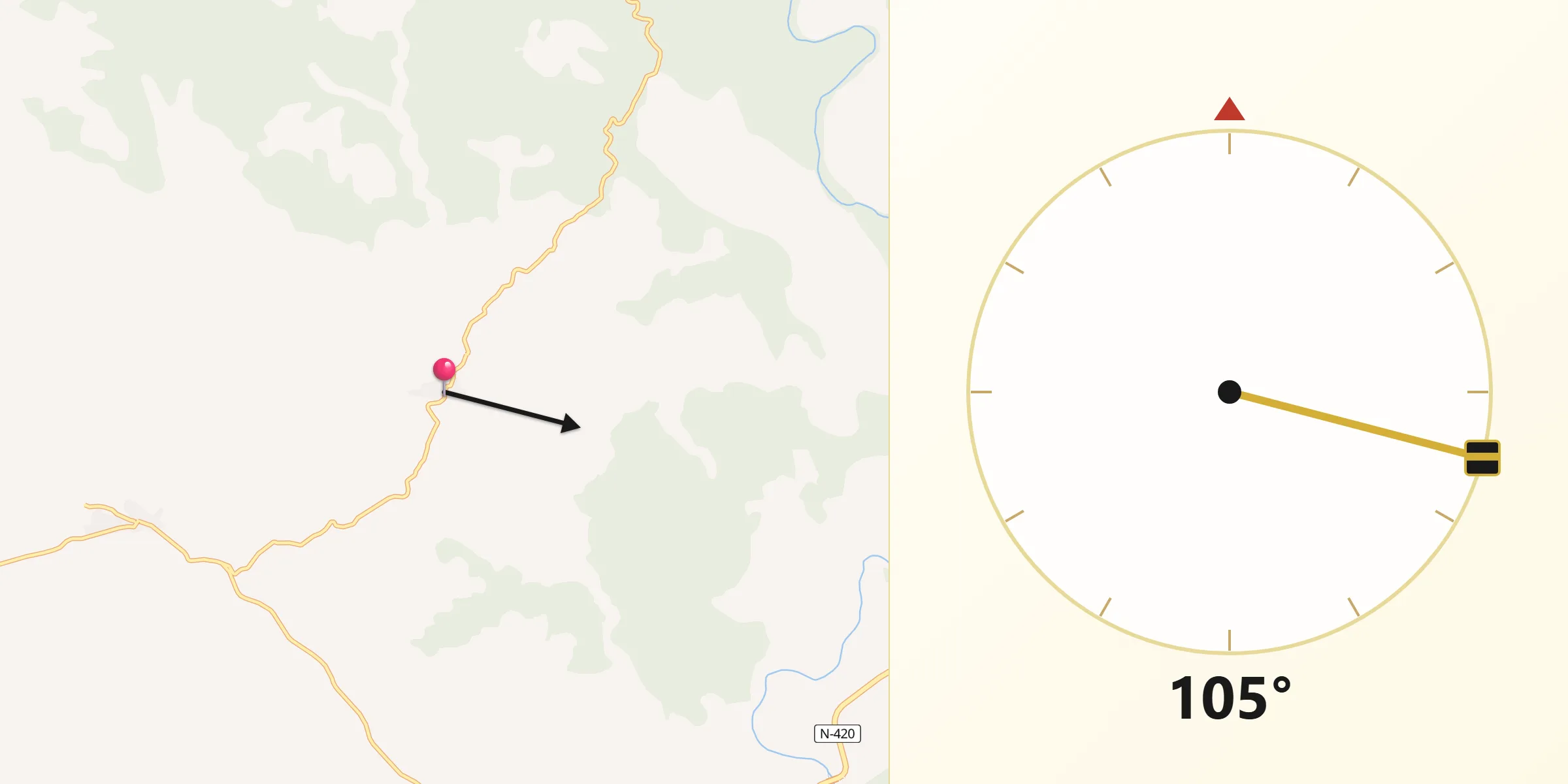 Dirección de la Qibla desde Fresneda de Altarejos