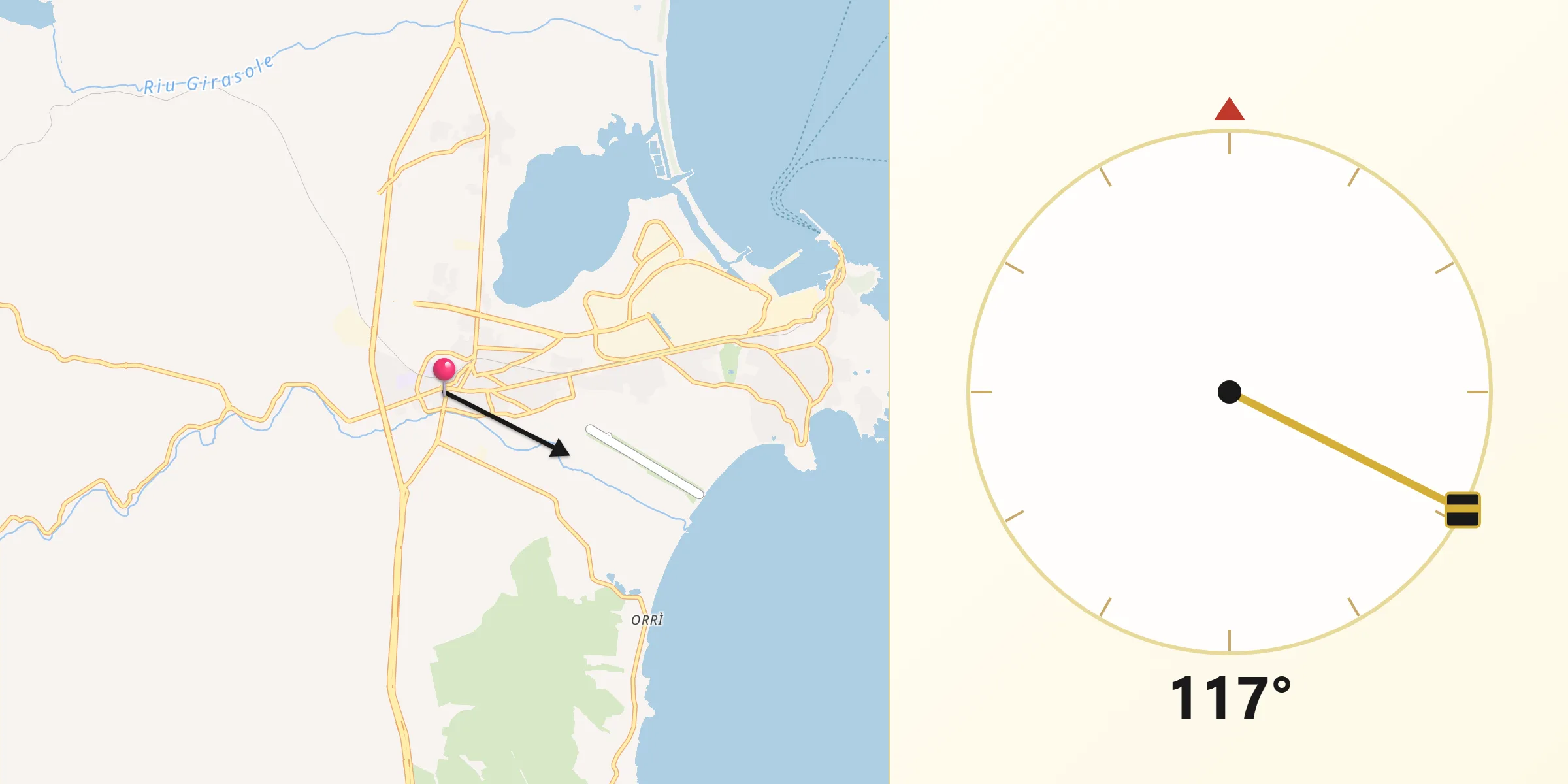 Direzione della Qibla da Tortolì
