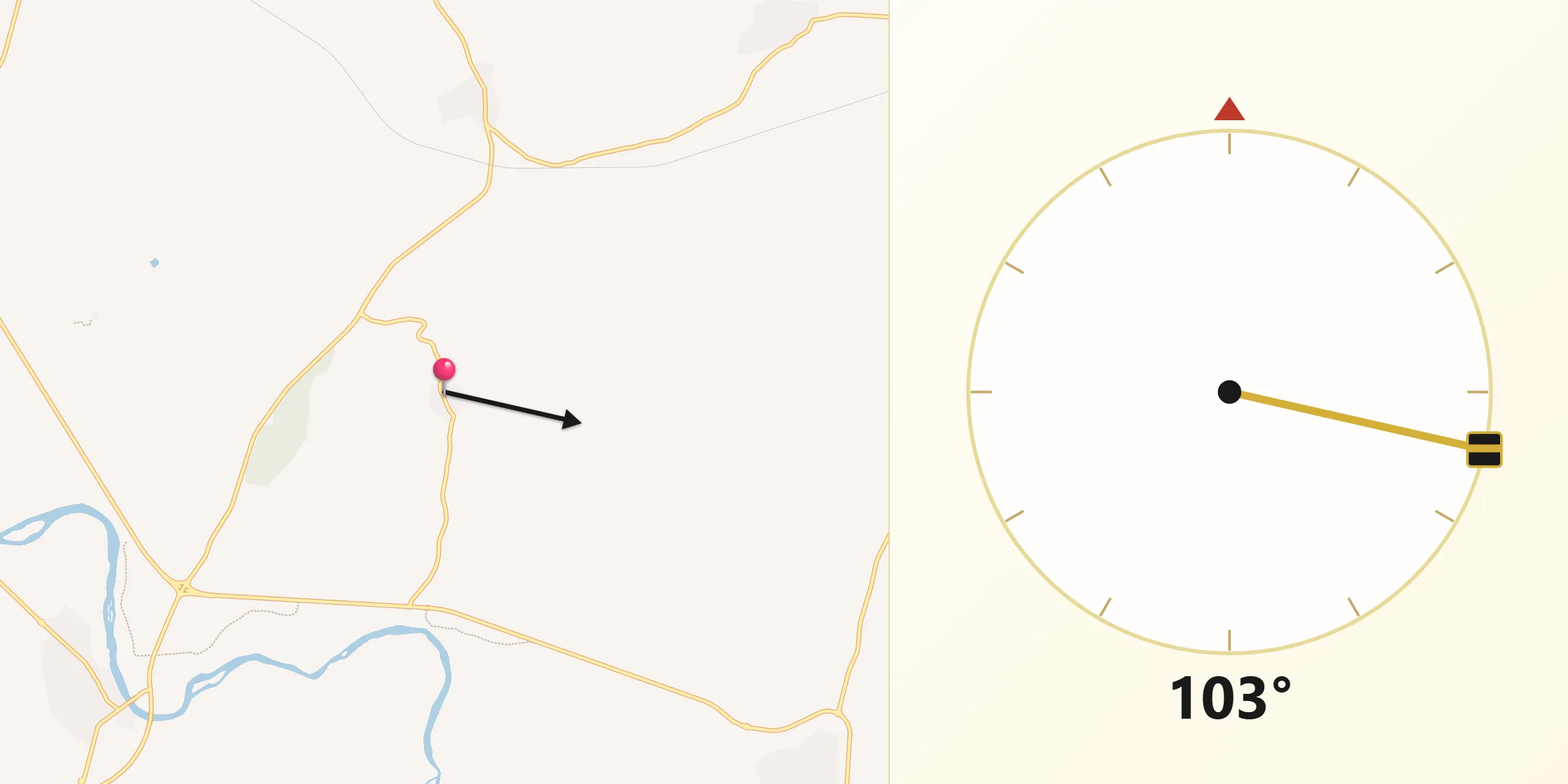Dirección de la Qibla desde Mesegar de Tajo