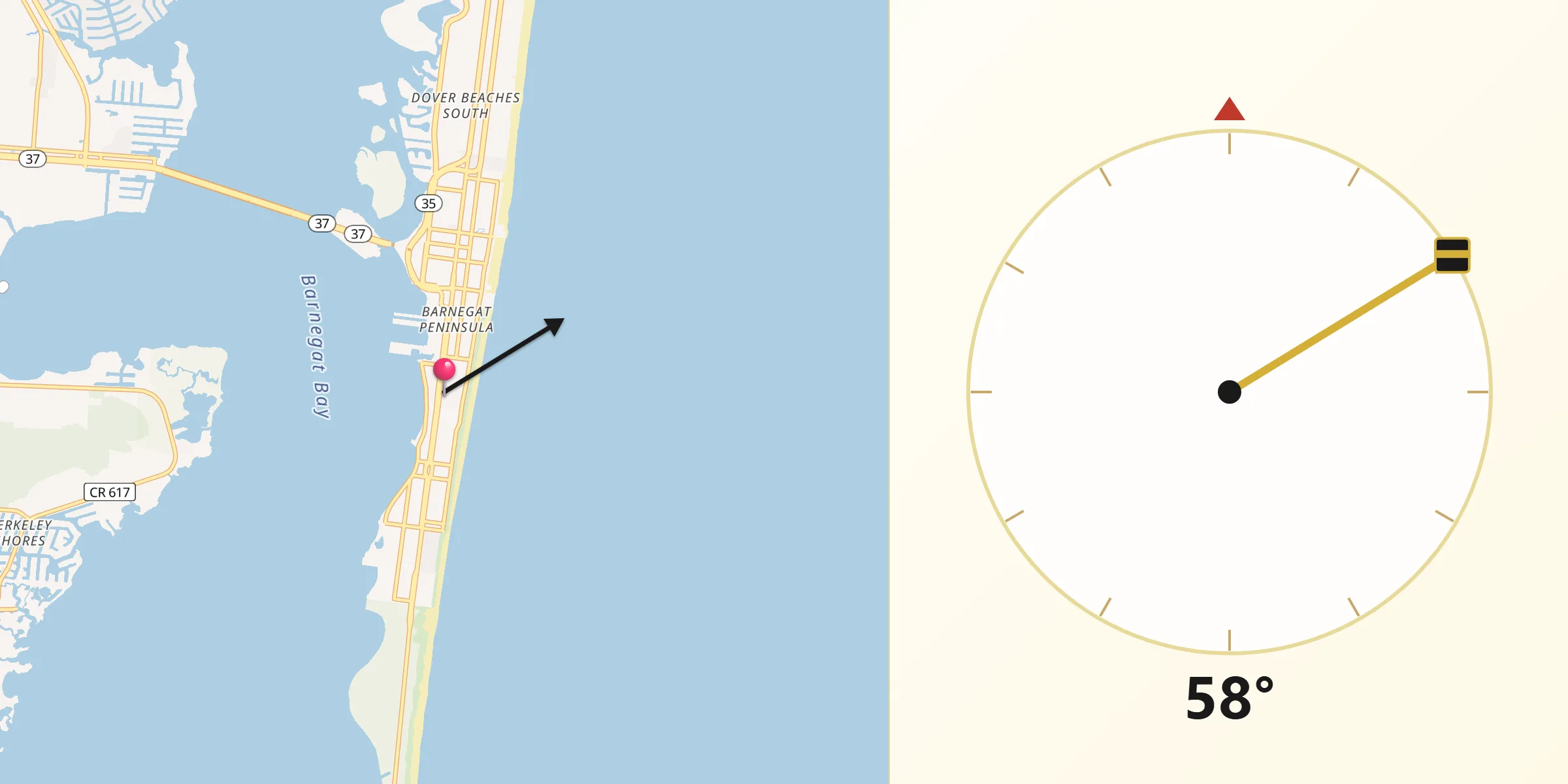 Qibla Direction from Seaside Park
