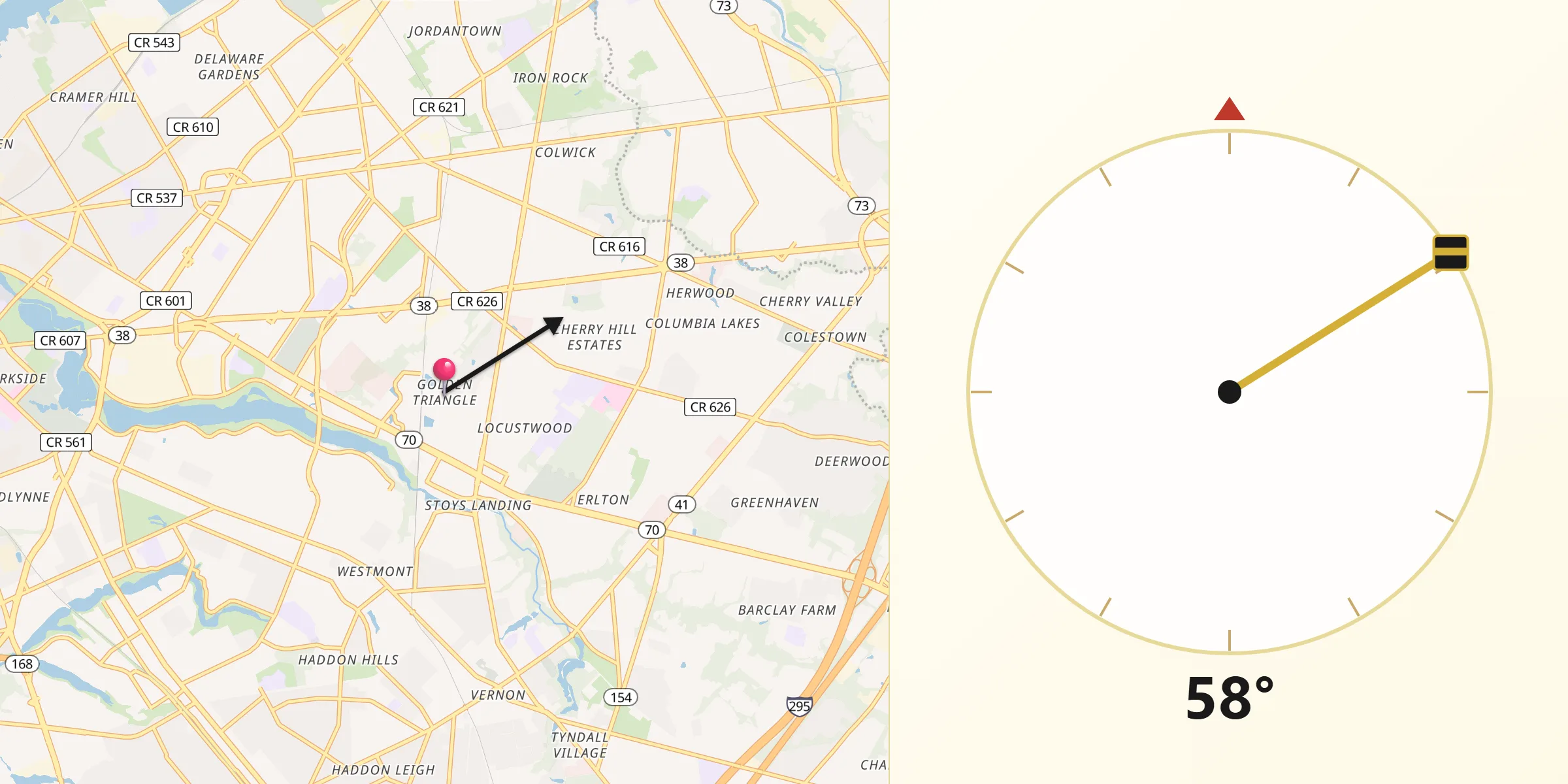 Qibla Direction from Golden Triangle