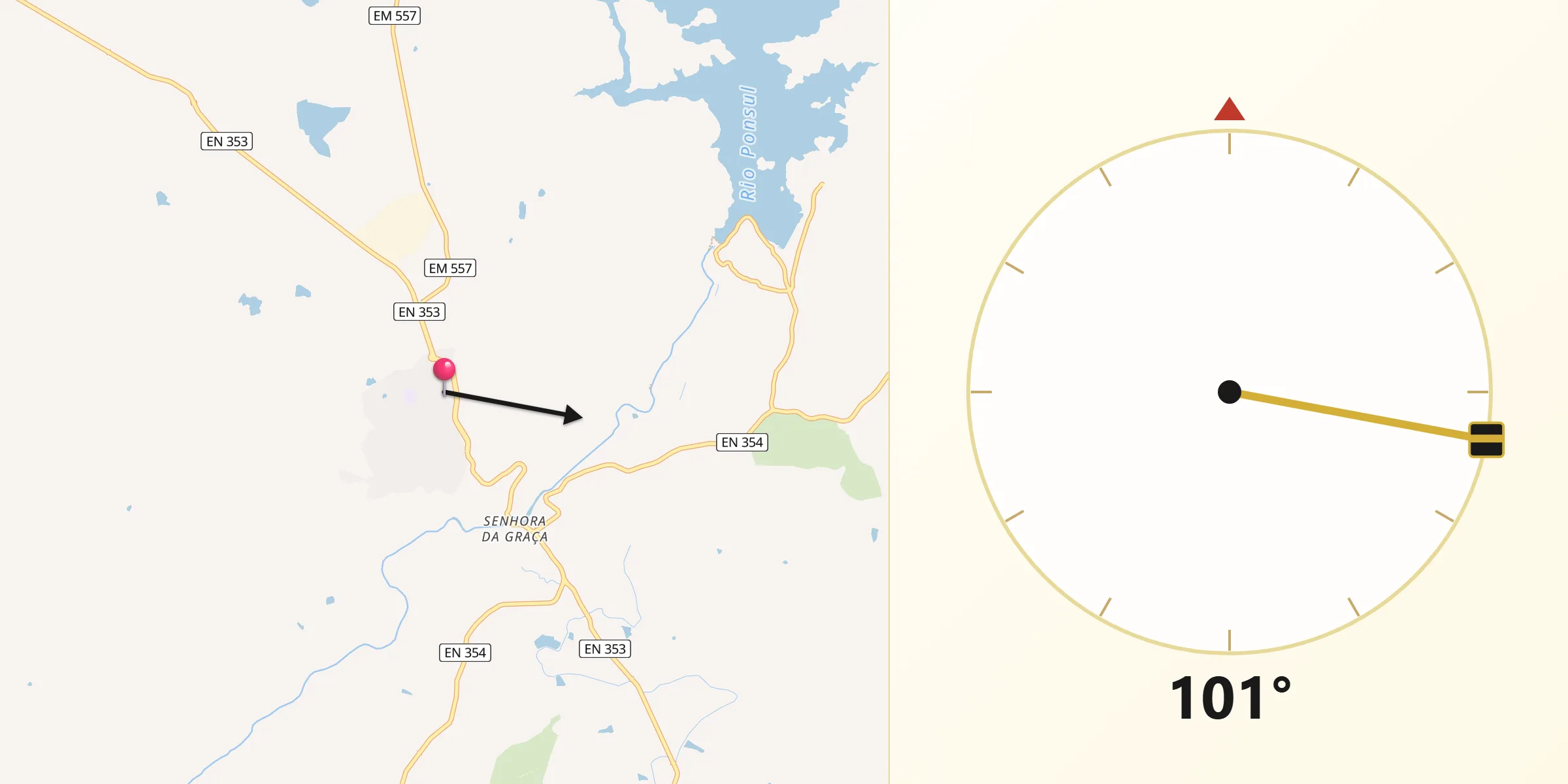 Direção da Qibla a partir de Idanha-A-Nova