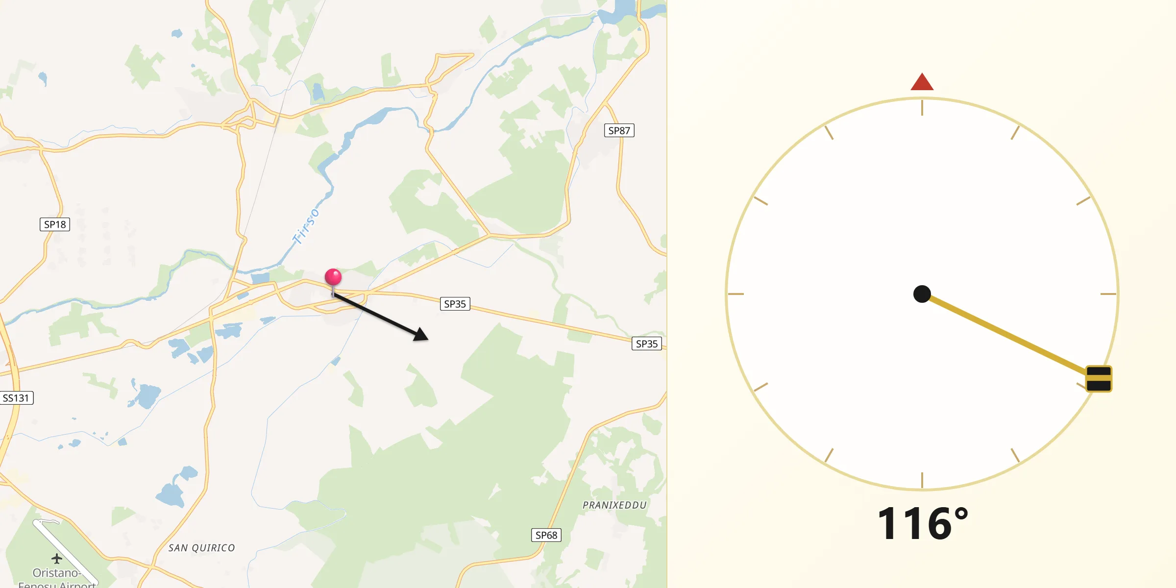 Direzione della Qibla da Simaxis