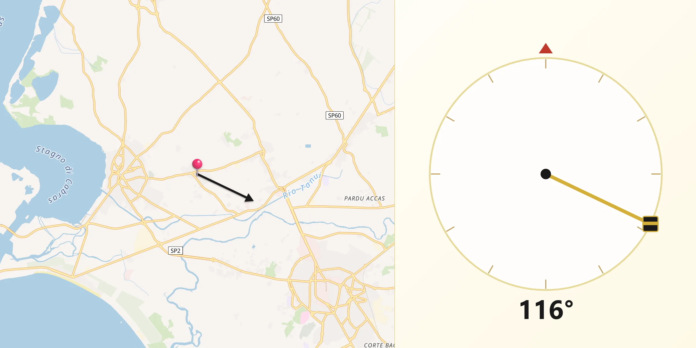 Direzione della Qibla da Solanas