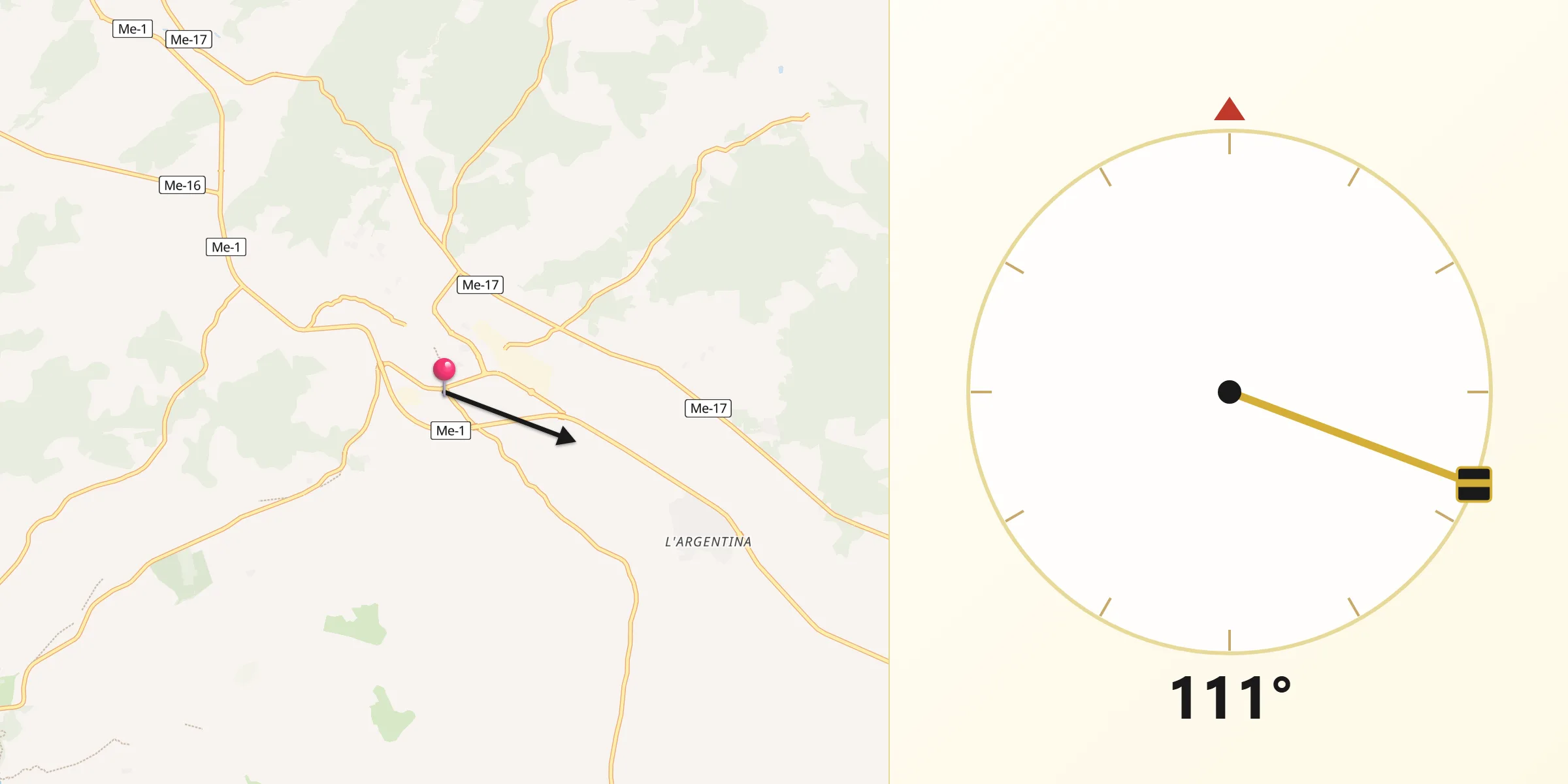 Dirección de la Qibla desde Alaior