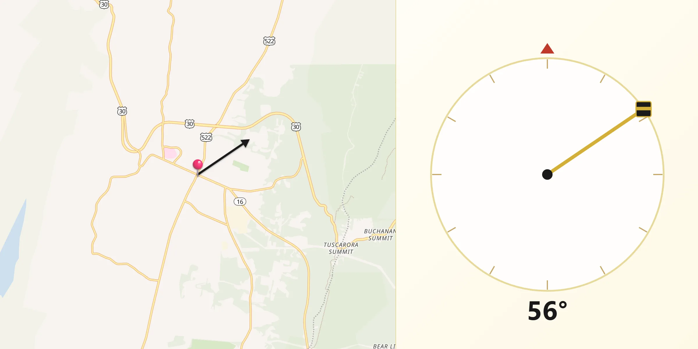 Qibla Direction from McConnellsburg