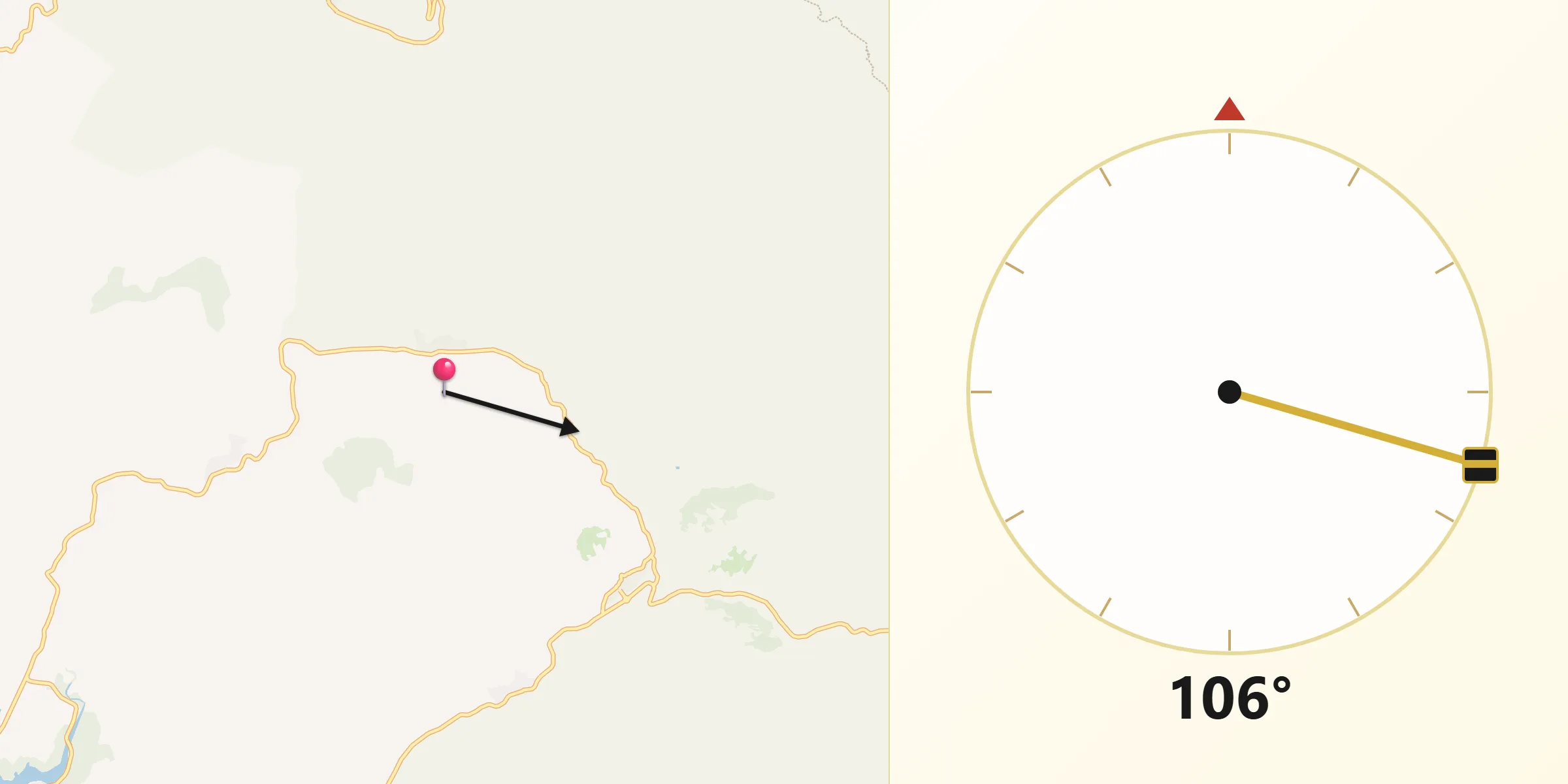 Dirección de la Qibla desde Matet