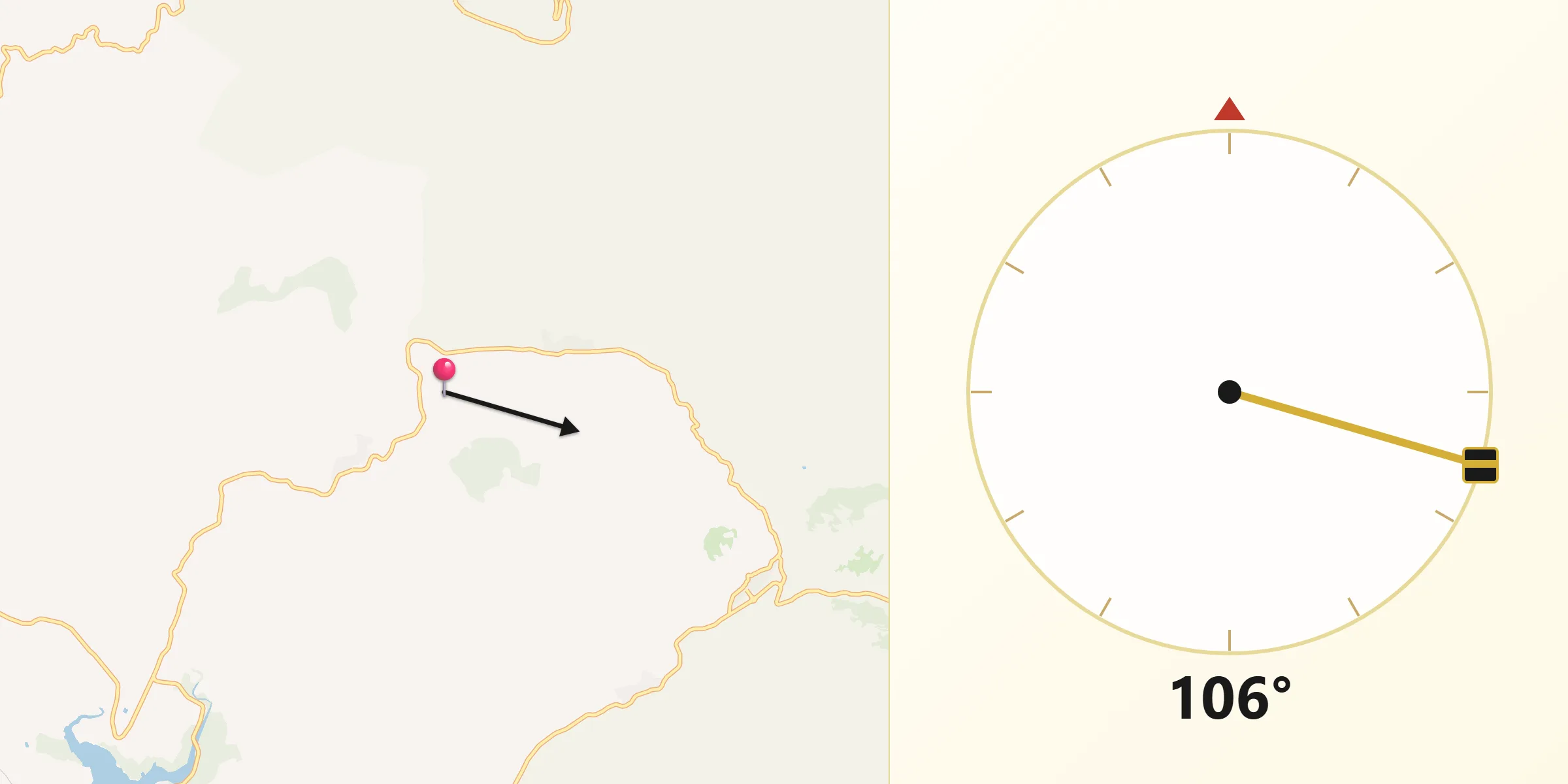 Dirección de la Qibla desde Gaibiel