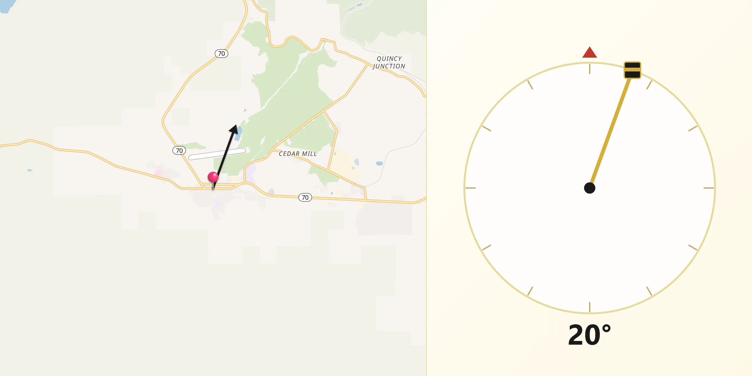 Qibla Direction from Quincy
