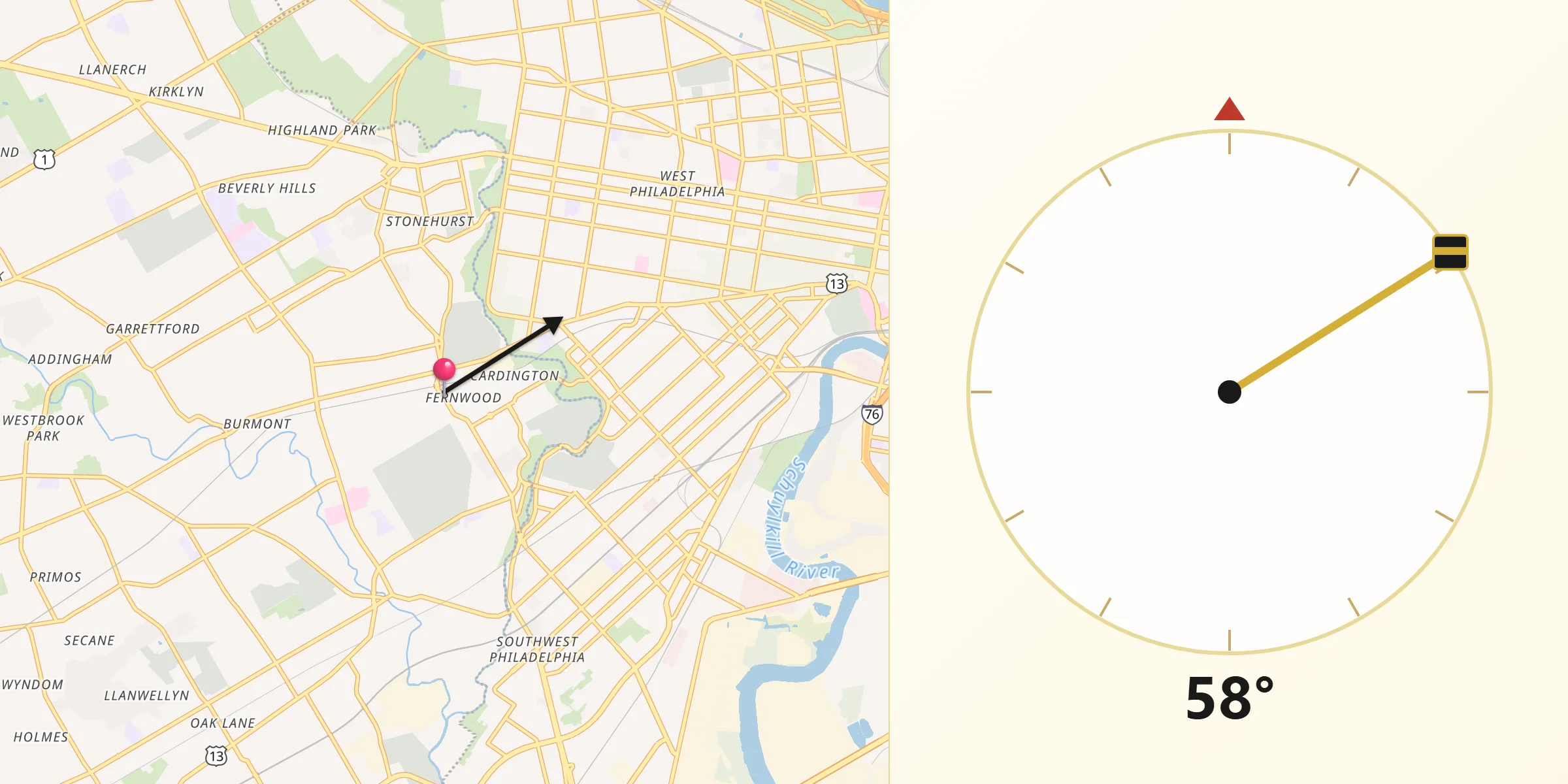 Qibla Direction from Yeadon