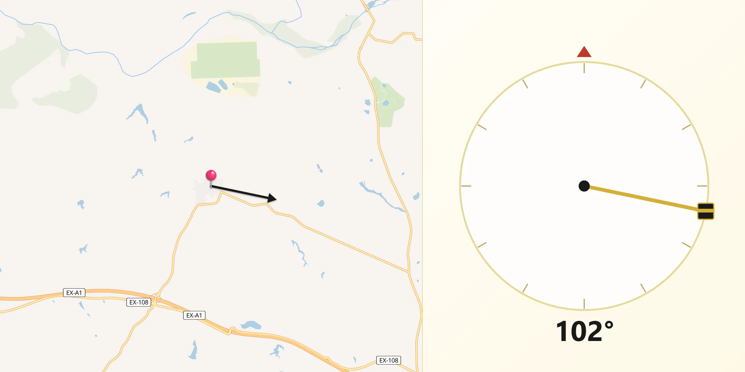 Dirección de la Qibla desde Majadas