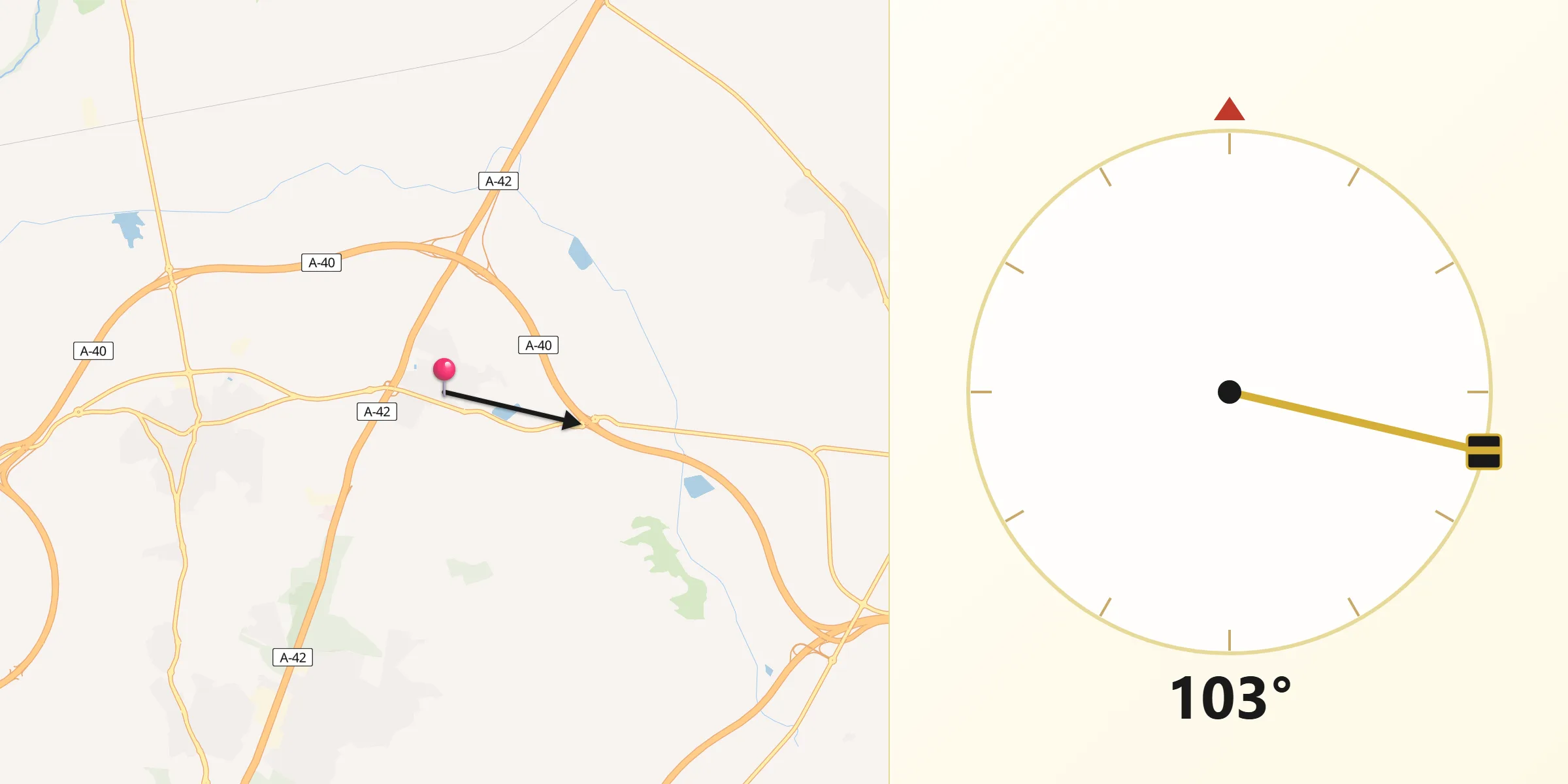 Dirección de la Qibla desde Olías del Rey
