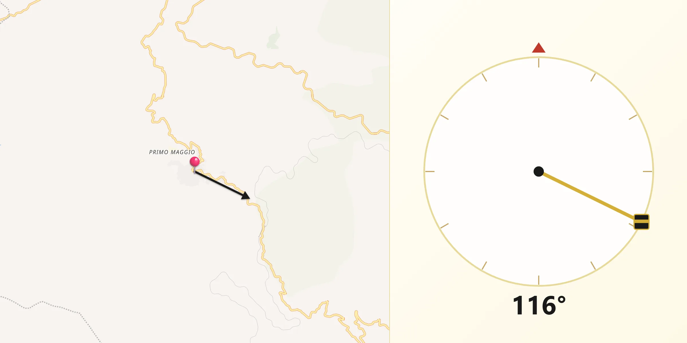Direzione della Qibla da Meana Sardo