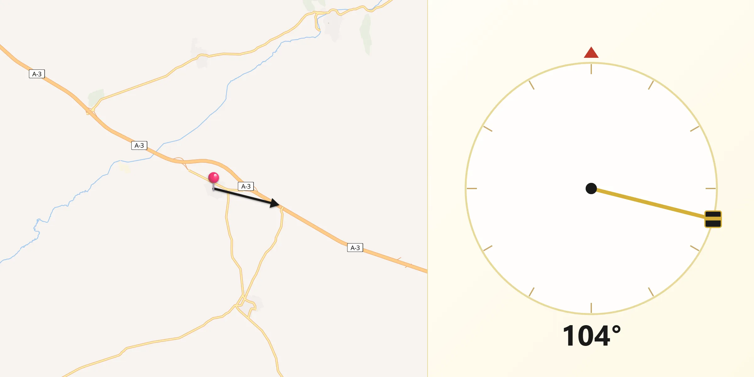 Dirección de la Qibla desde Villarrubio