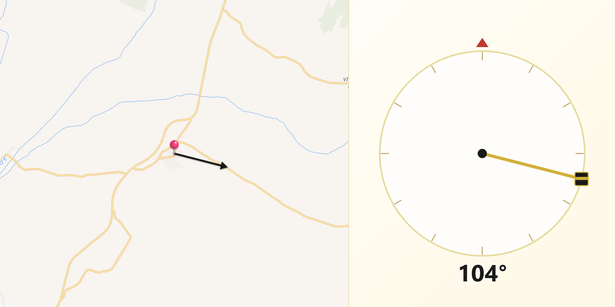 Dirección de la Qibla desde Palomares del Campo