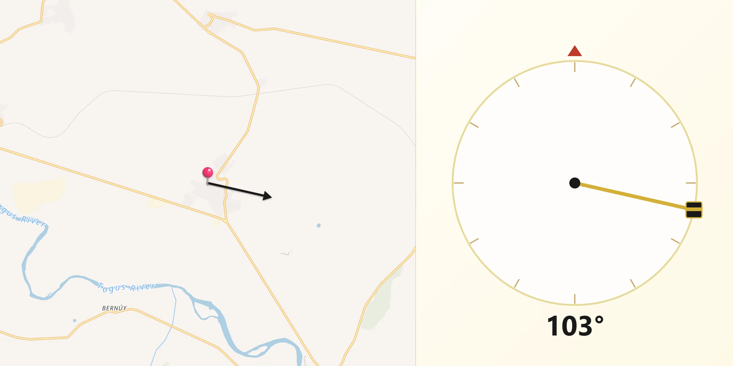 Dirección de la Qibla desde Cebolla