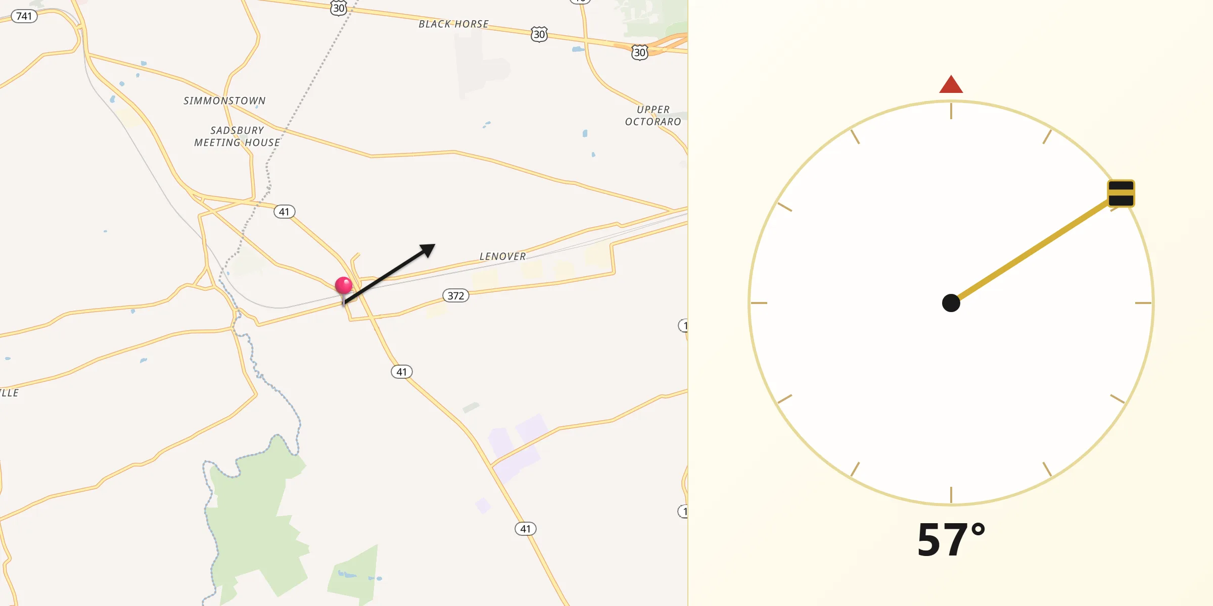Qibla Direction from Atglen
