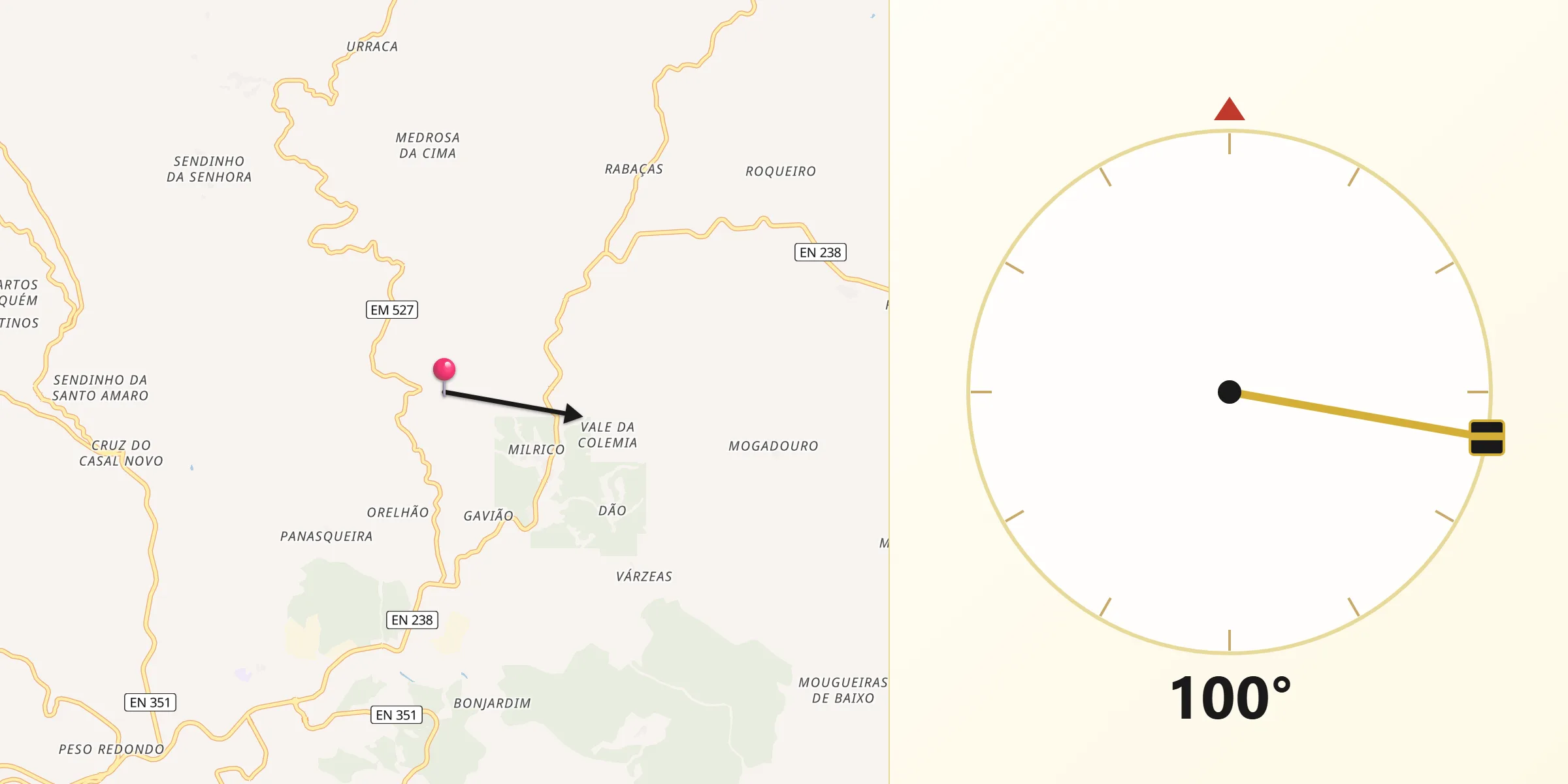 Direção da Qibla a partir de Oleiros