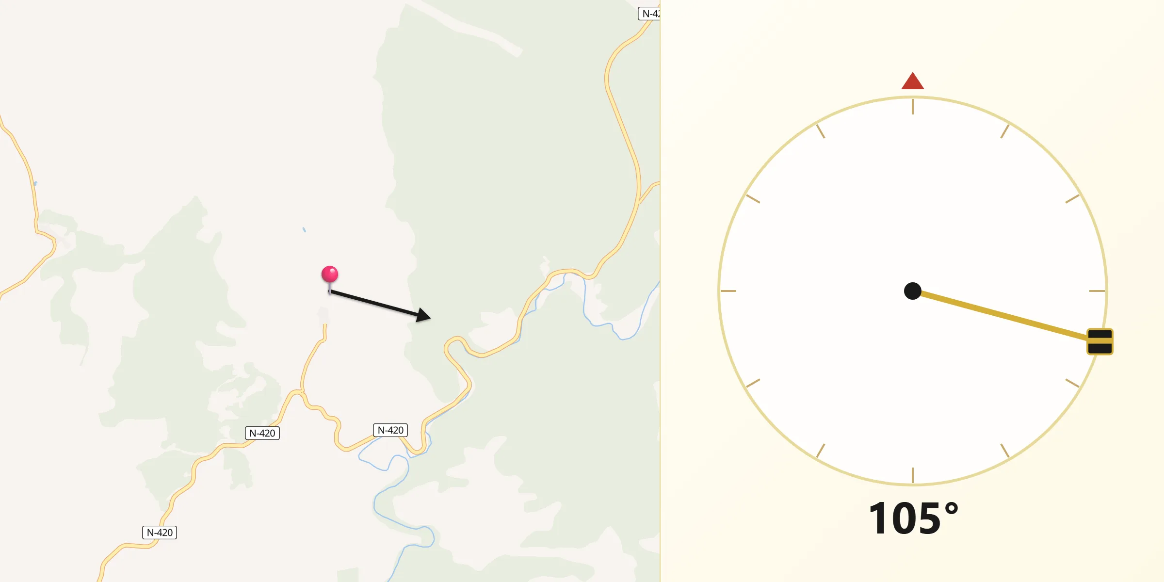 Dirección de la Qibla desde Pajaroncillo