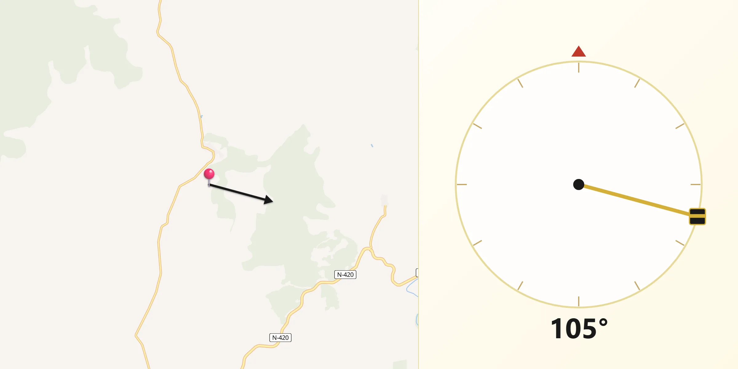 Dirección de la Qibla desde Pajarón