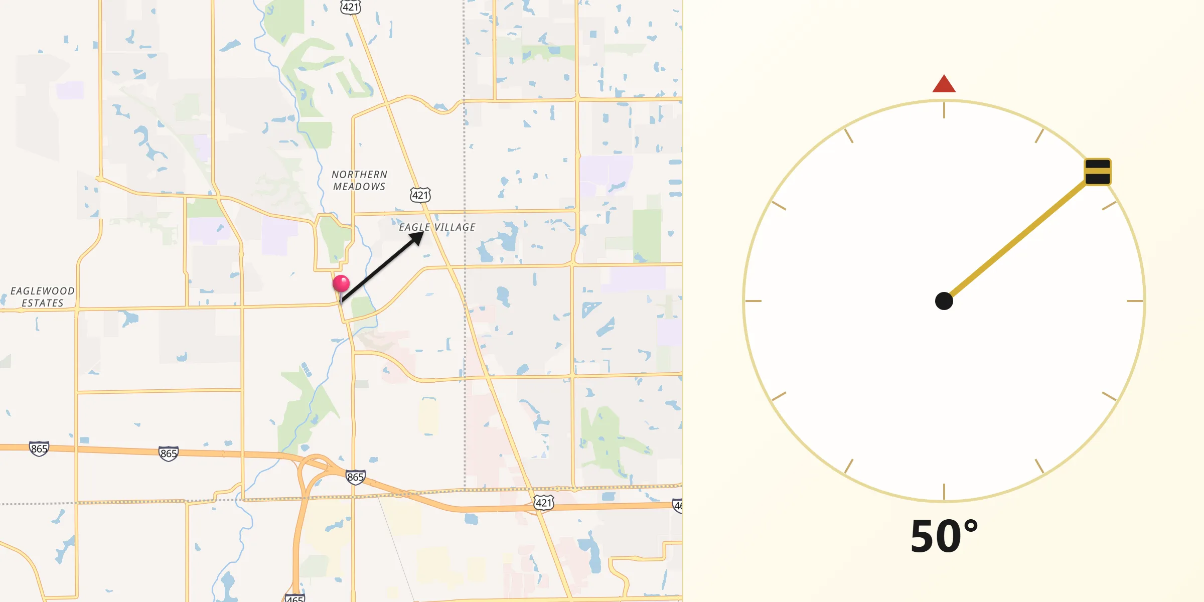 Qibla Direction from Zionsville