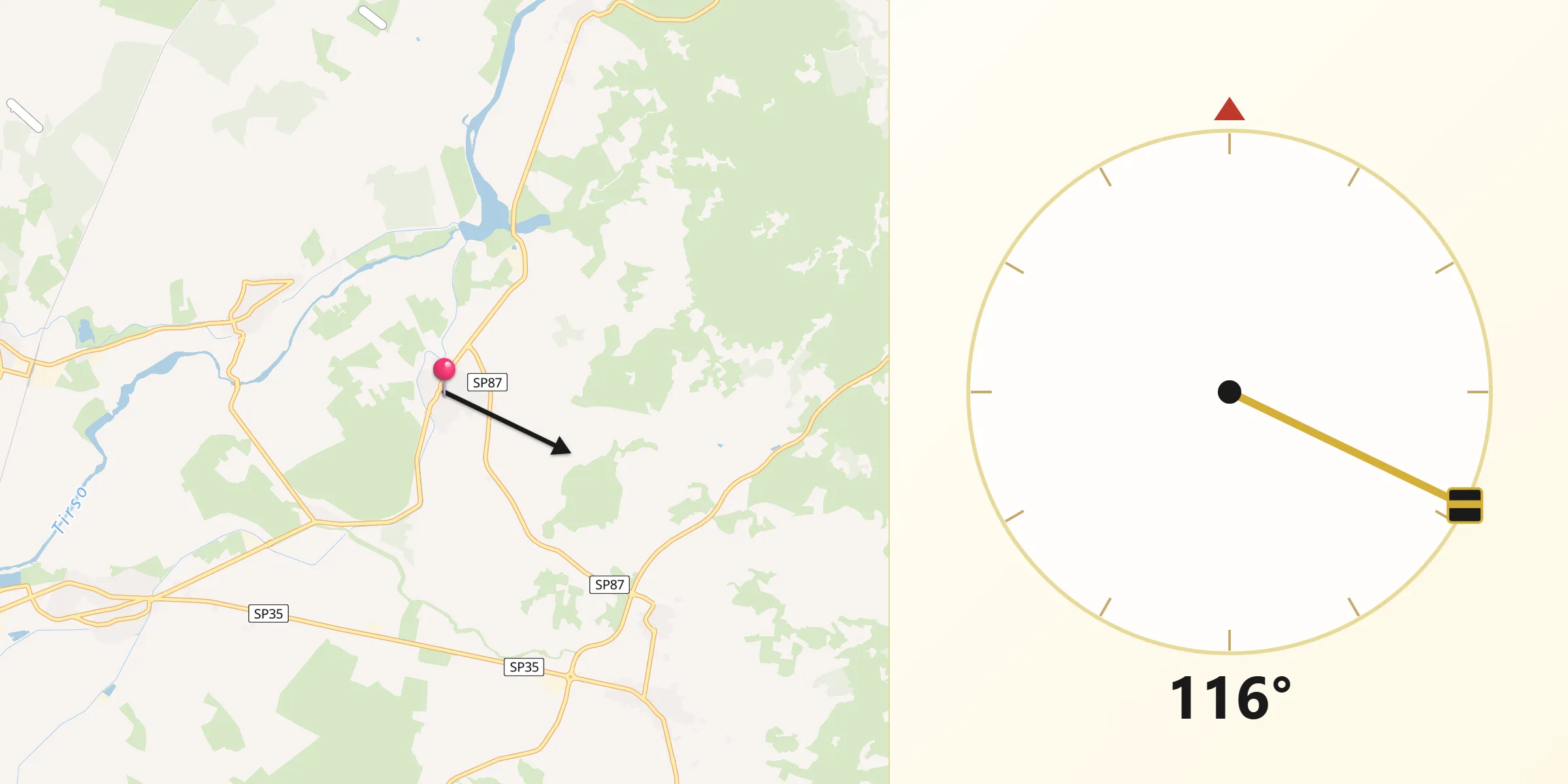 Direzione della Qibla da Ollastra