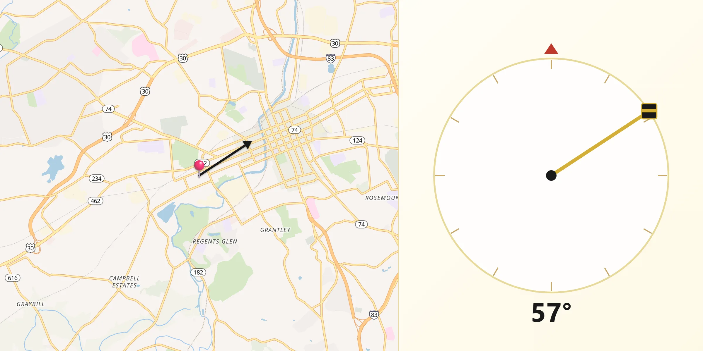 Qibla Direction from West York