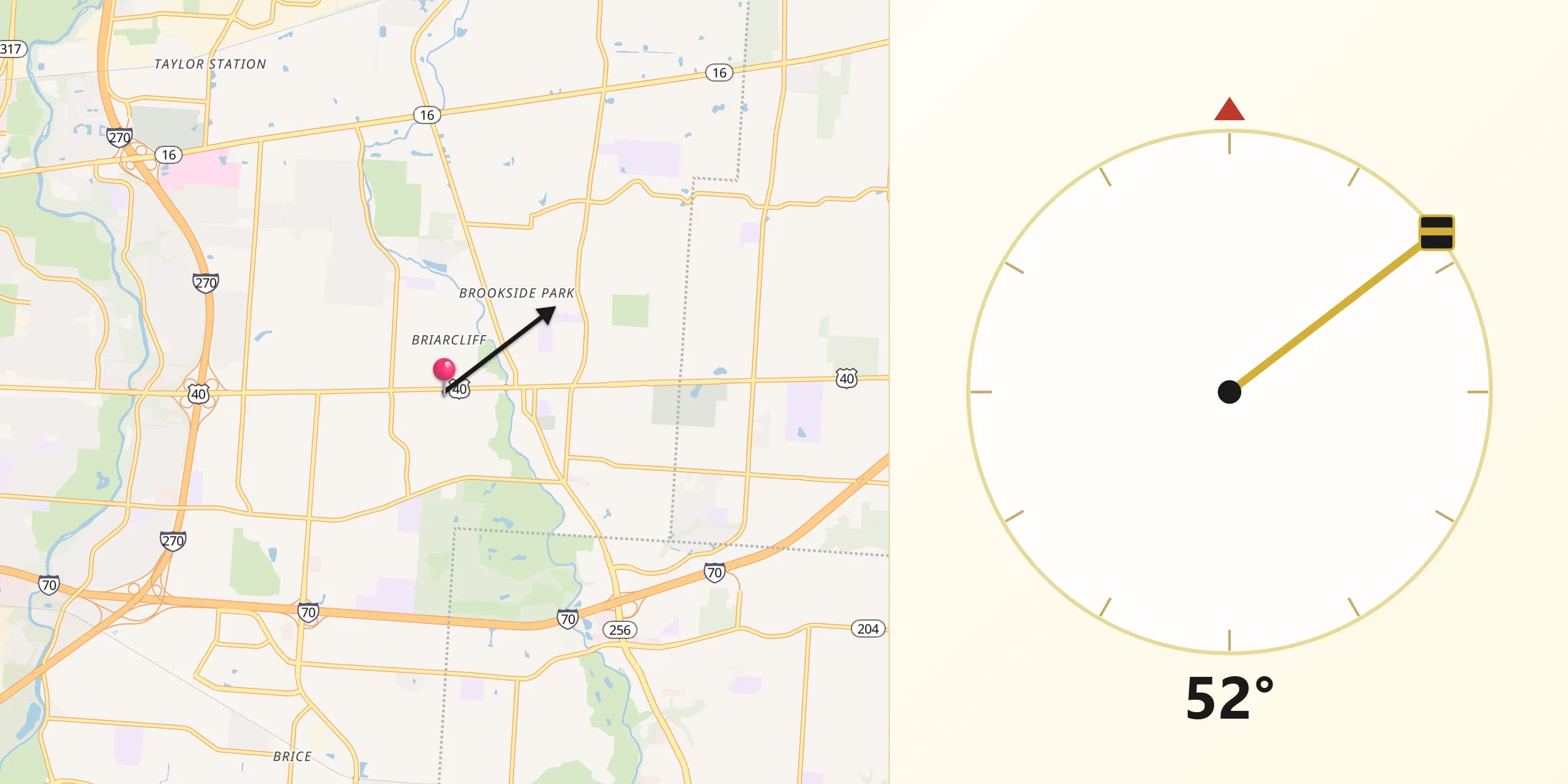 Qibla Direction from Reynoldsburg