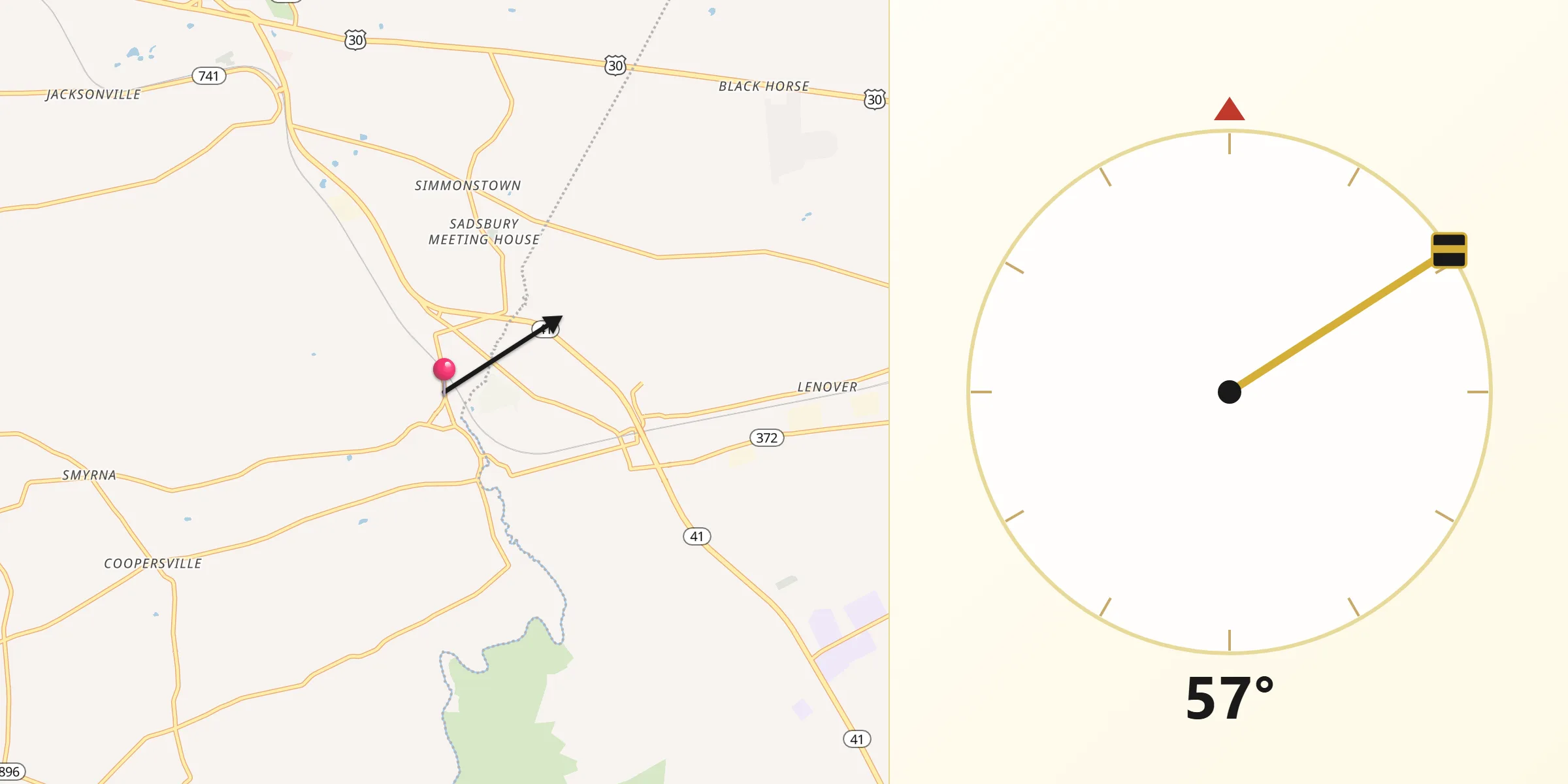 Qibla Direction from Christiana