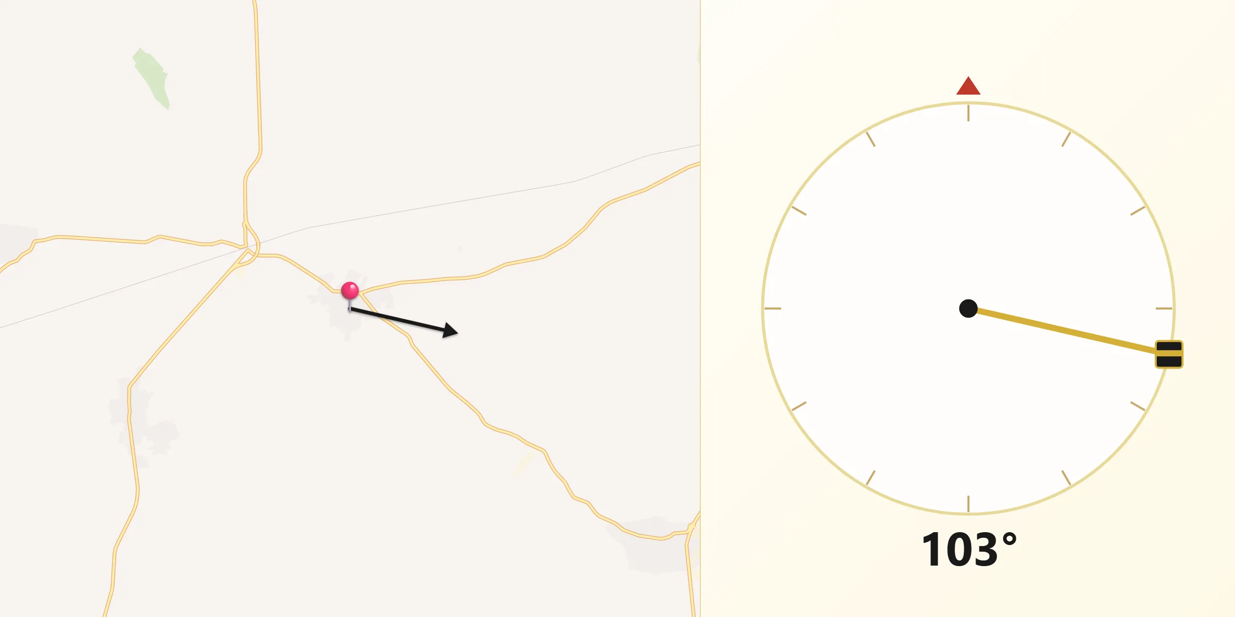 Dirección de la Qibla desde Carmena