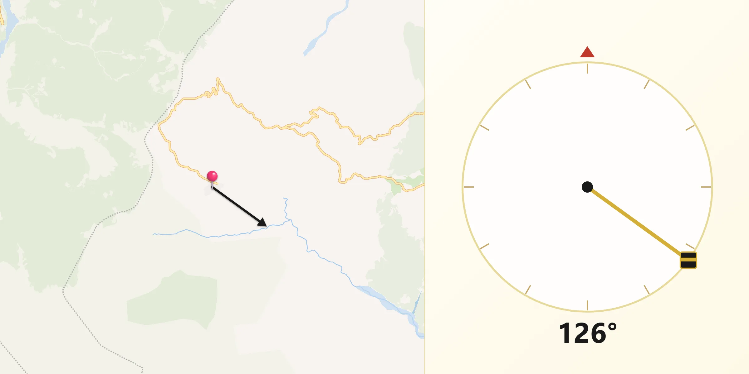 Direzione della Qibla da Alessandria del Carretto