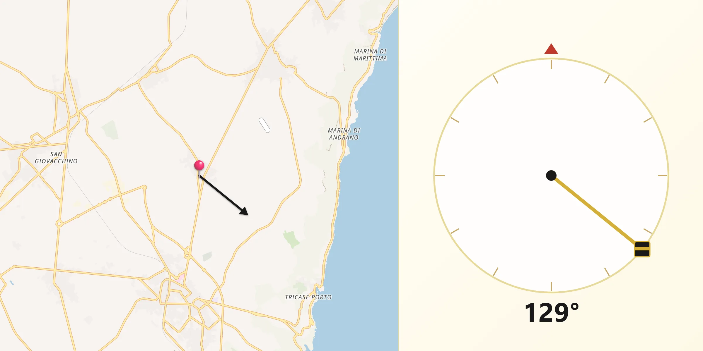 Direzione della Qibla da Depressa