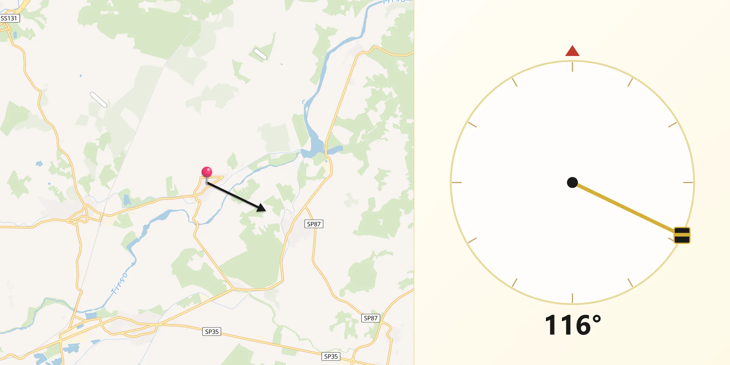 Direzione della Qibla da Zerfaliu