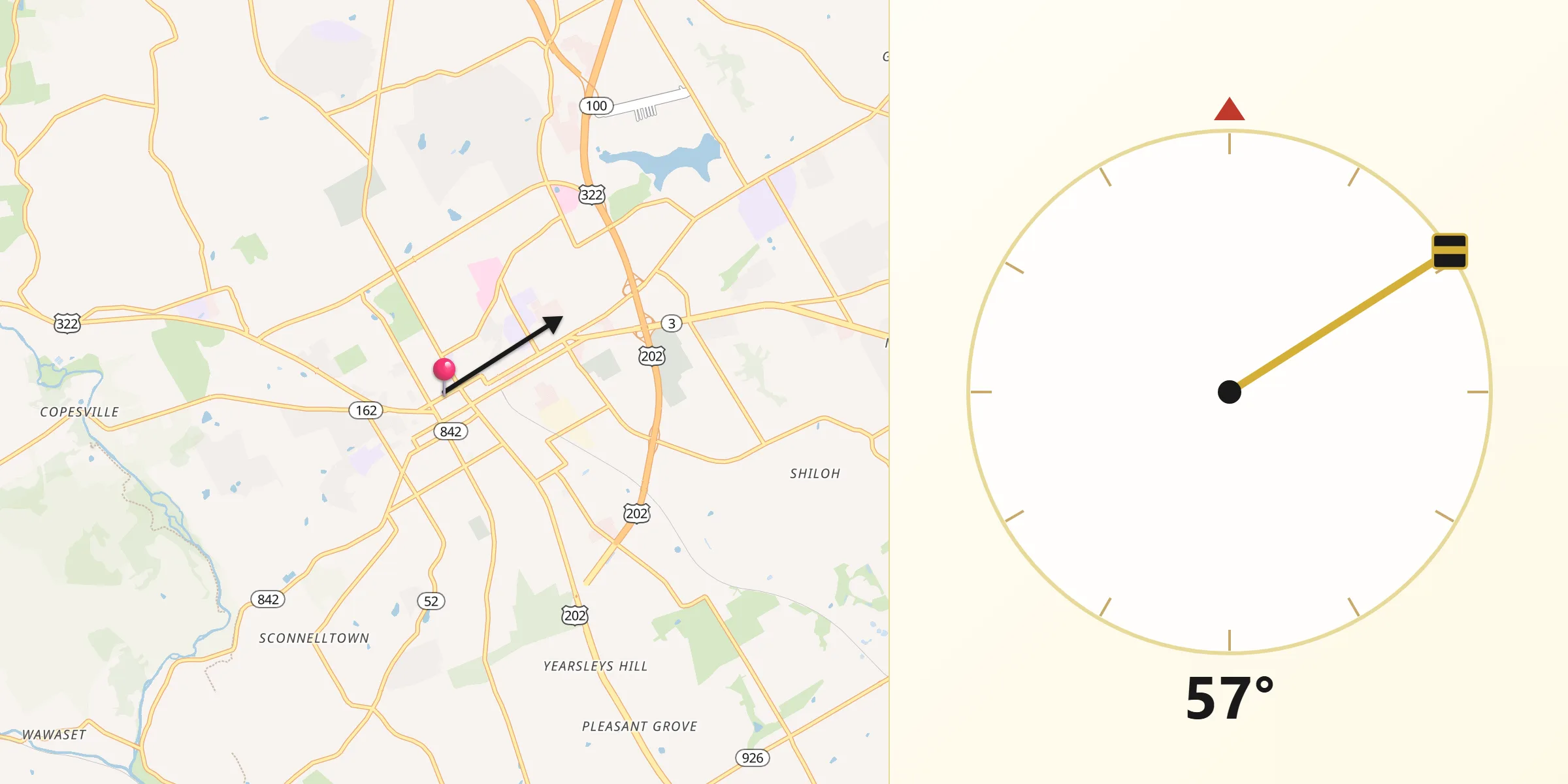 Qibla Direction from West Chester