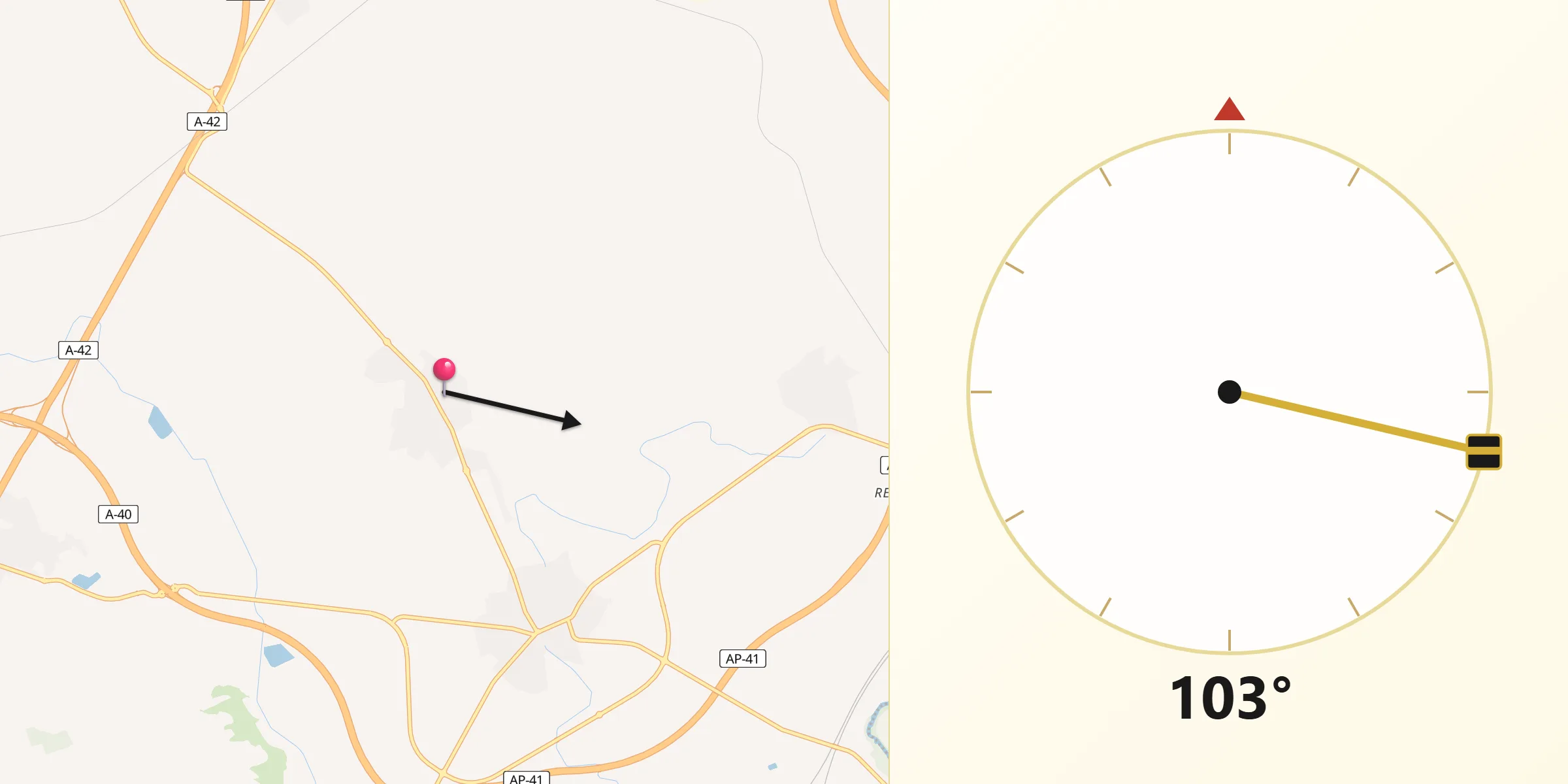 Dirección de la Qibla desde Magán