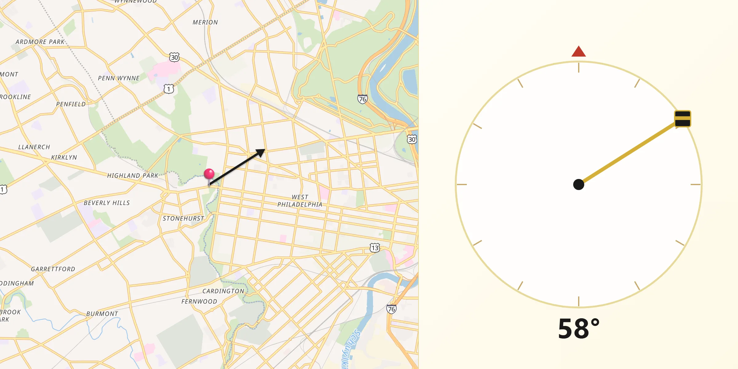 Qibla Direction from Millbourne