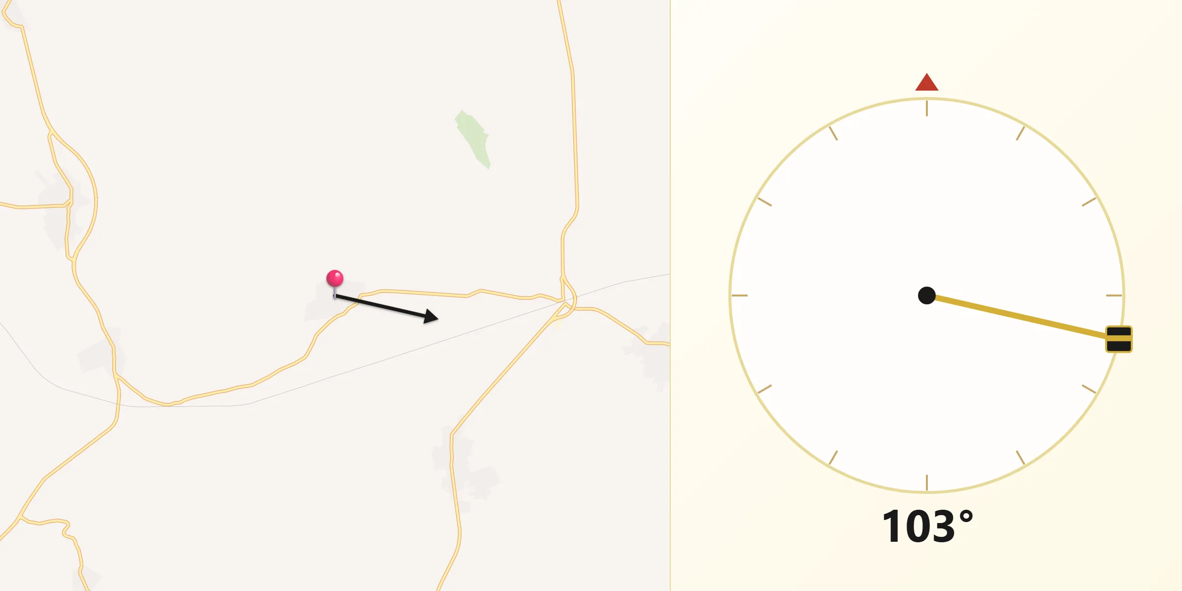 Dirección de la Qibla desde Carriches