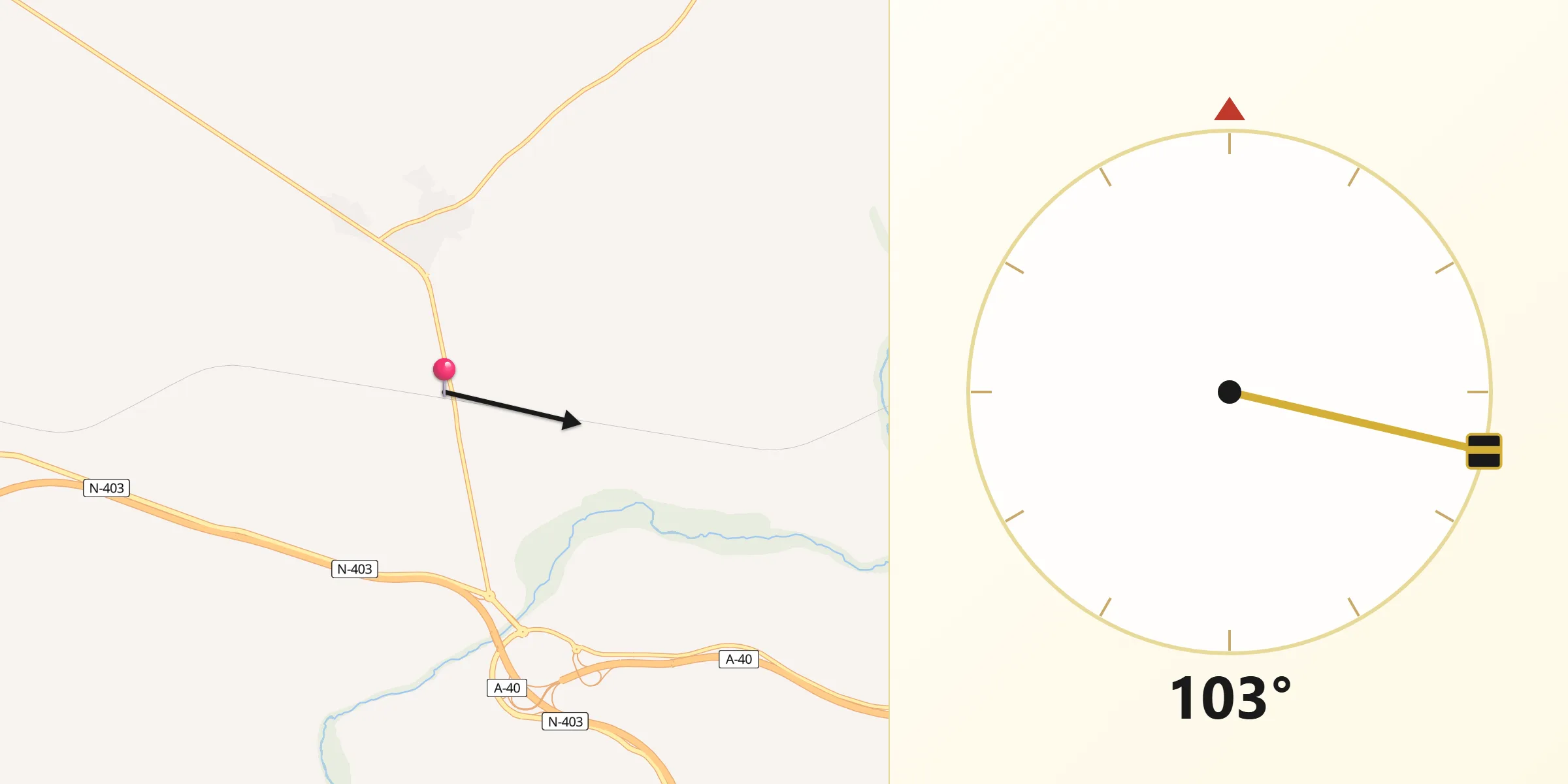 Dirección de la Qibla desde Villamiel de Toledo
